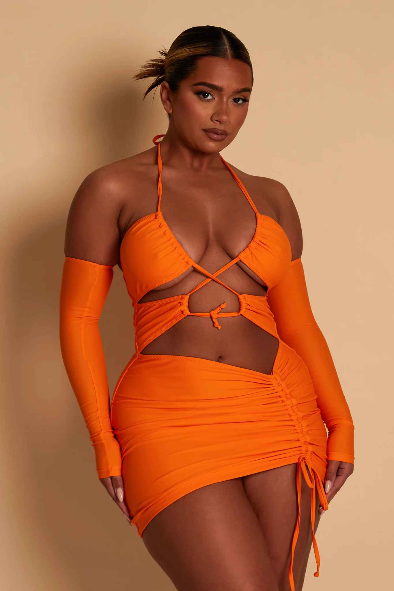 Orange Ruched Mini - Image 2