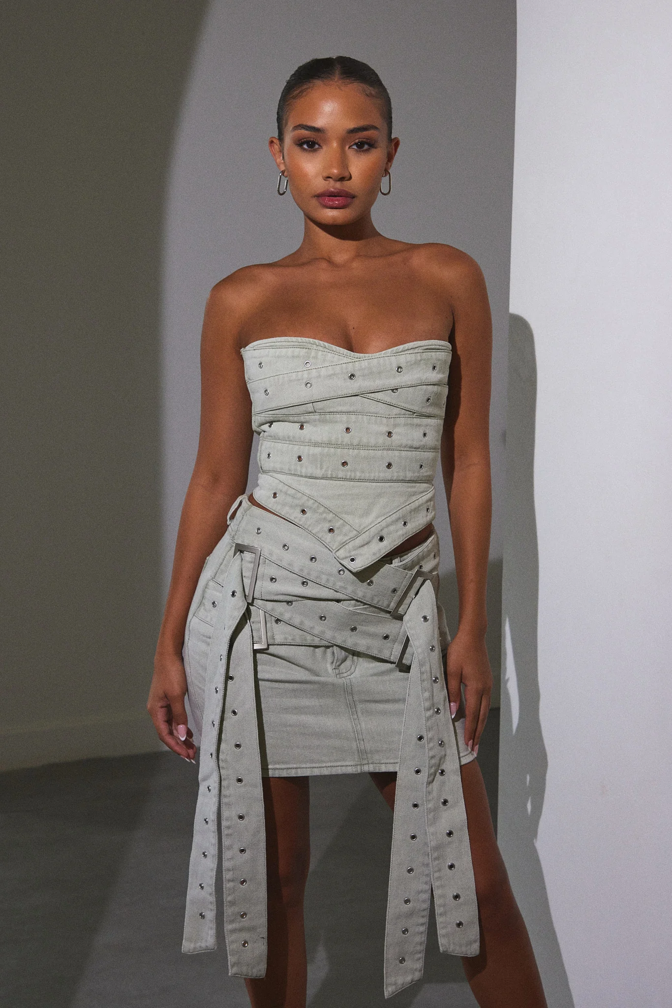 Belted Bandeau Top in Grey Wash - Image 8