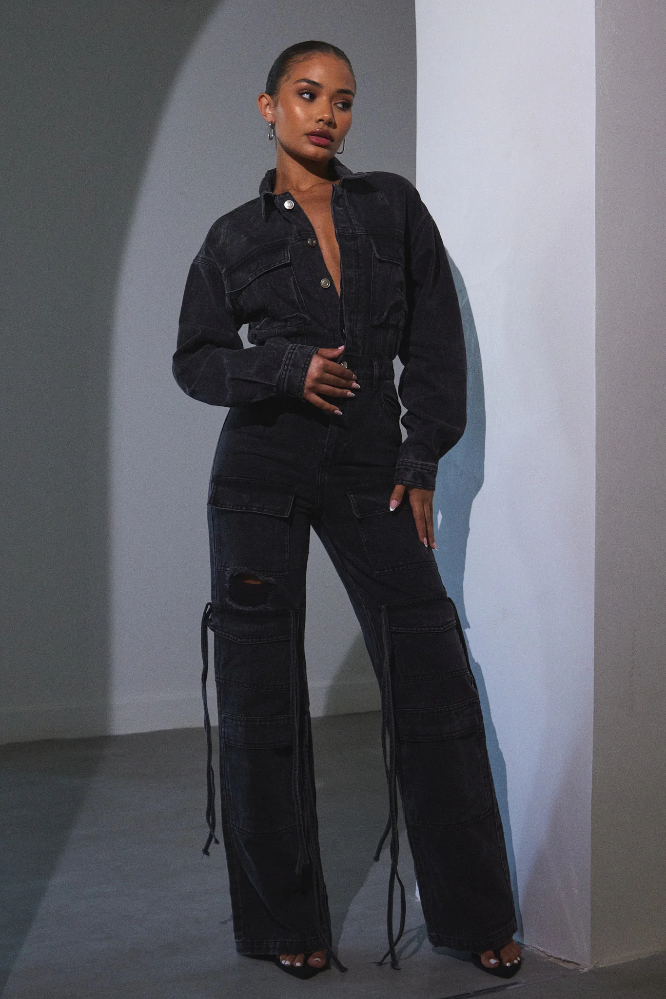 Cargo Boiler Suit in Dark Wash - Image 5