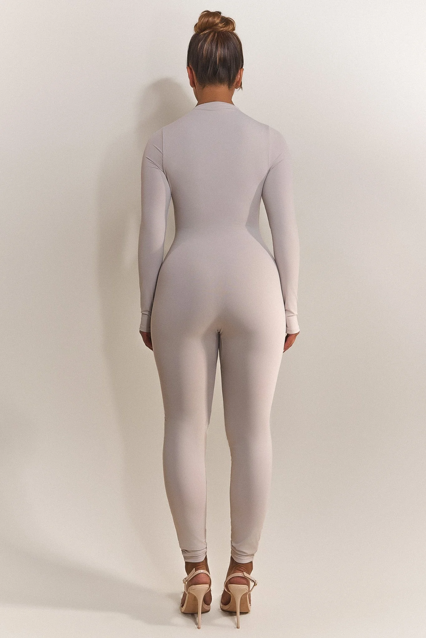 Contour Zip Up Jumpsuit in Grey - Image 3