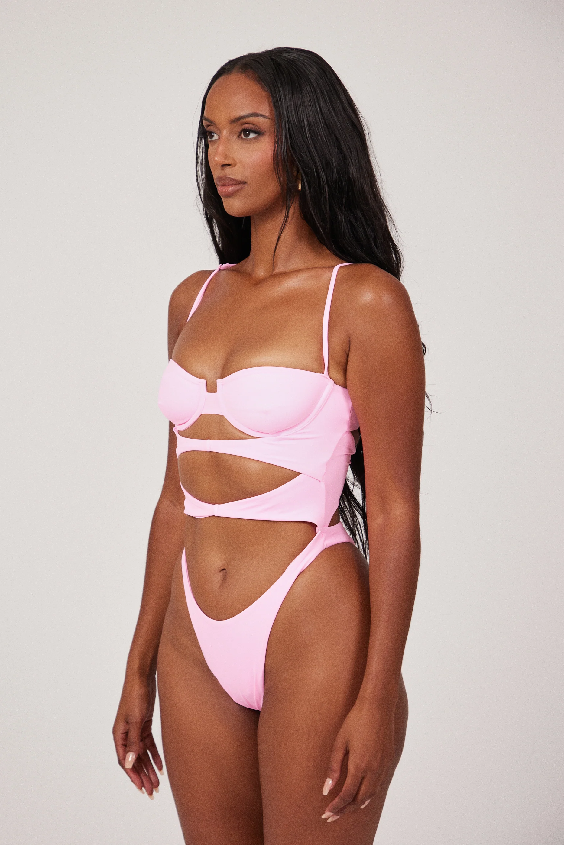 The Cut Out Cup Swim in Pink - Image 2