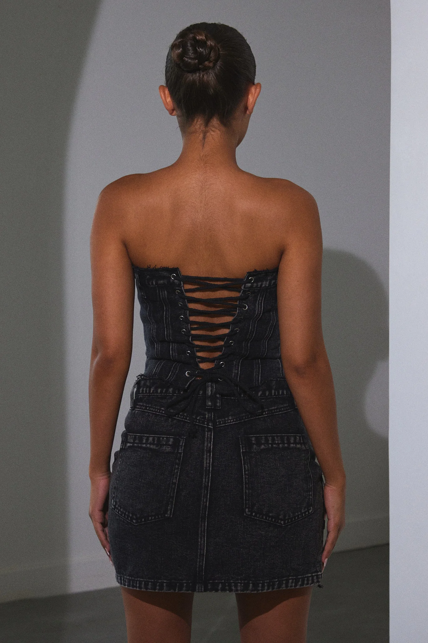 Denim Corset in Dark Wash - Image 4