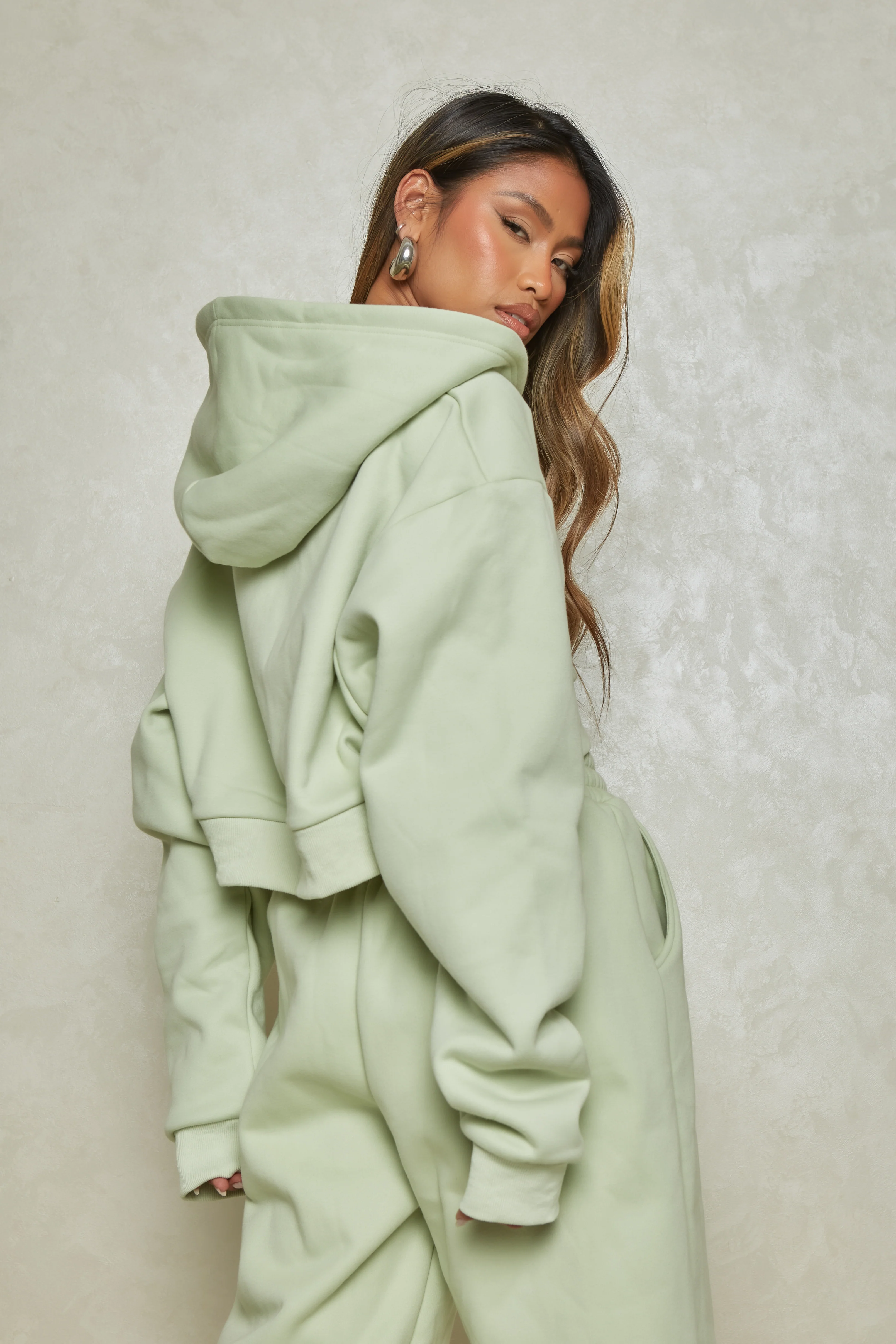 The Essentials Cropped Jacket in Sage - Image 10
