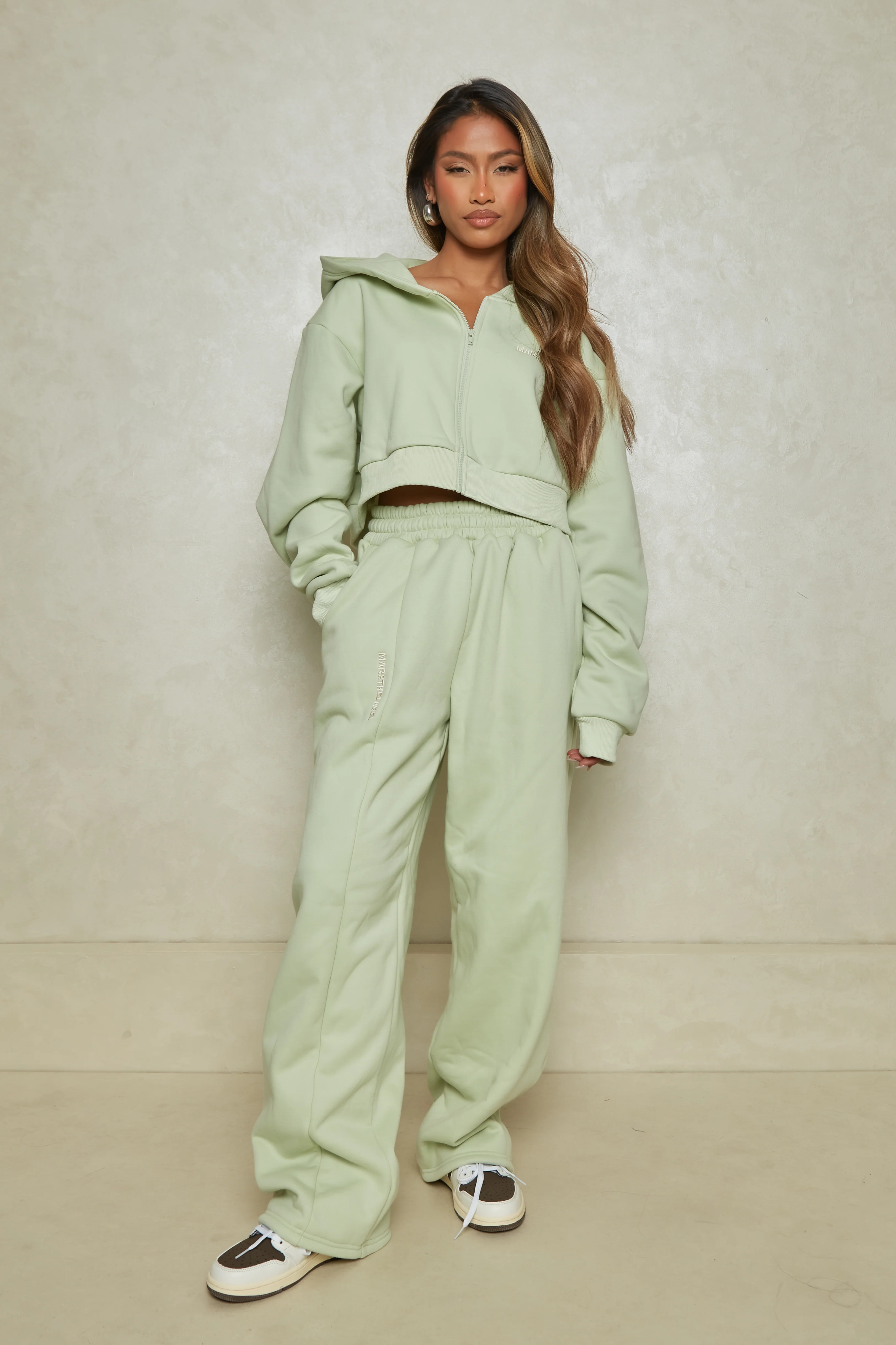 The Essentials Cropped Jacket in Sage - Image 11