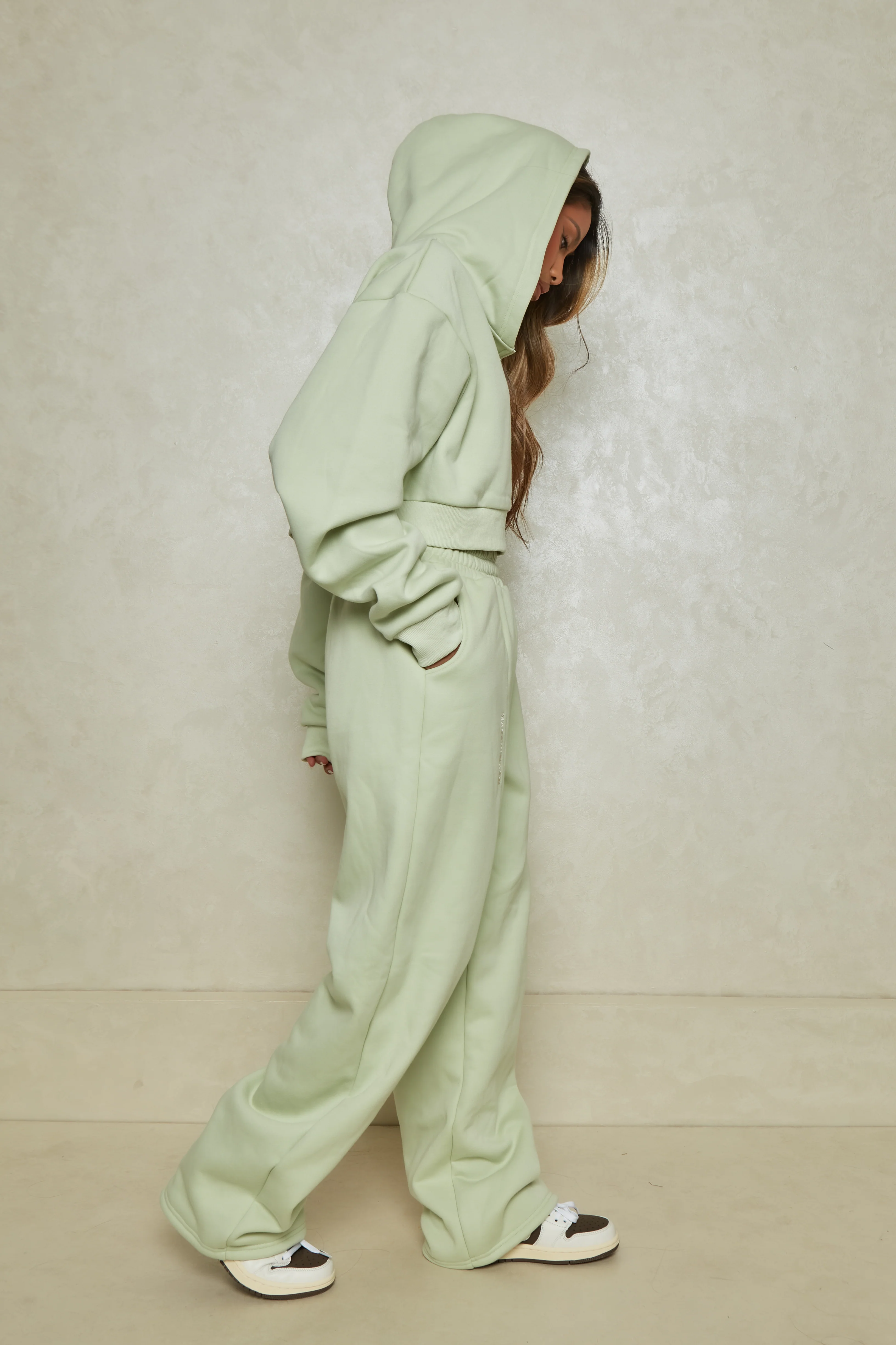 The Essentials Cropped Jacket in Sage - Image 12