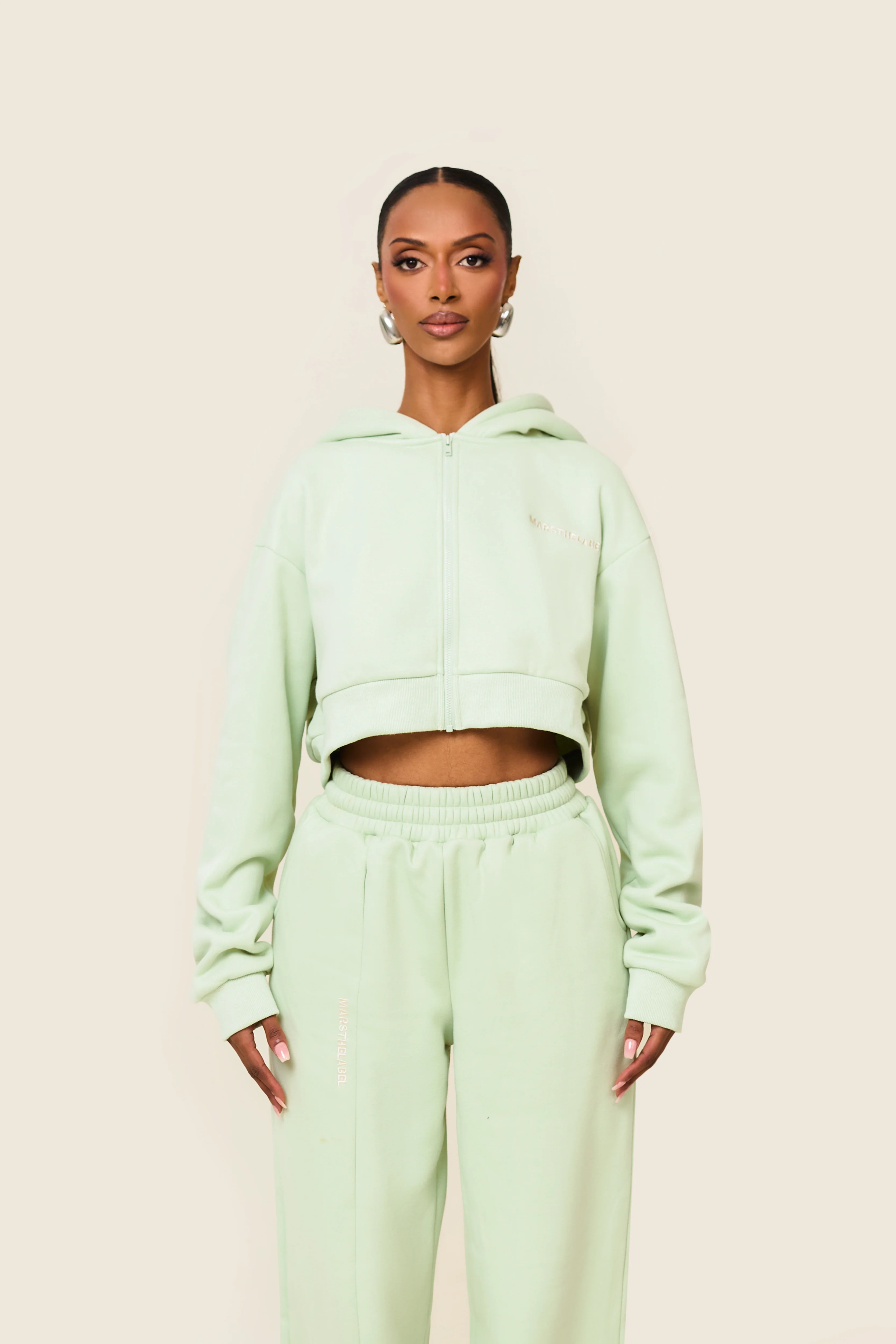 The Essentials Cropped Jacket in Sage - Image 4