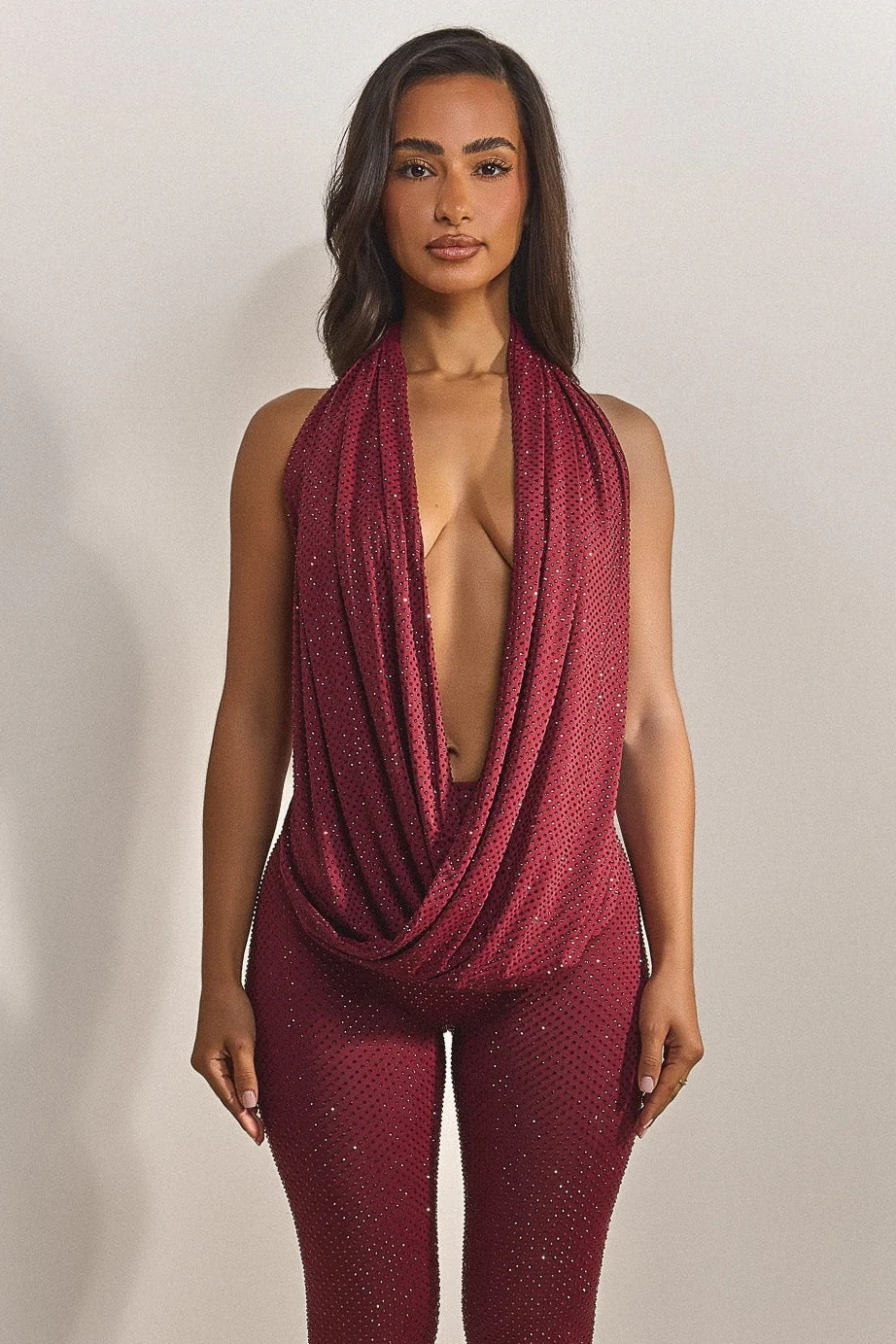 The Leia Top in Wine Hotfix