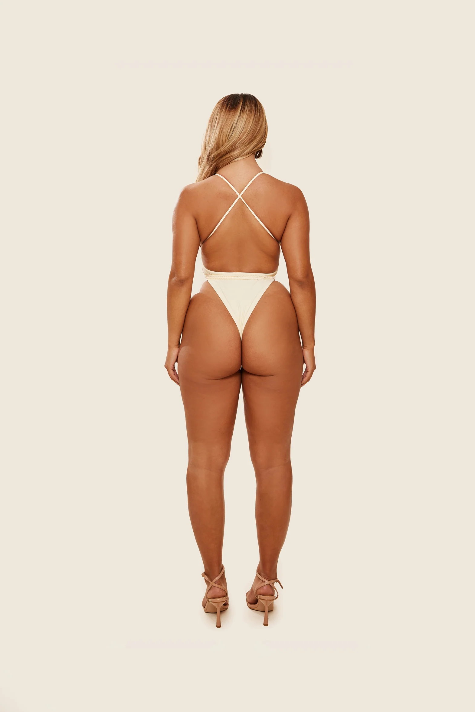 Mesh Ruched Coverup Skirt in Cream - Image 16