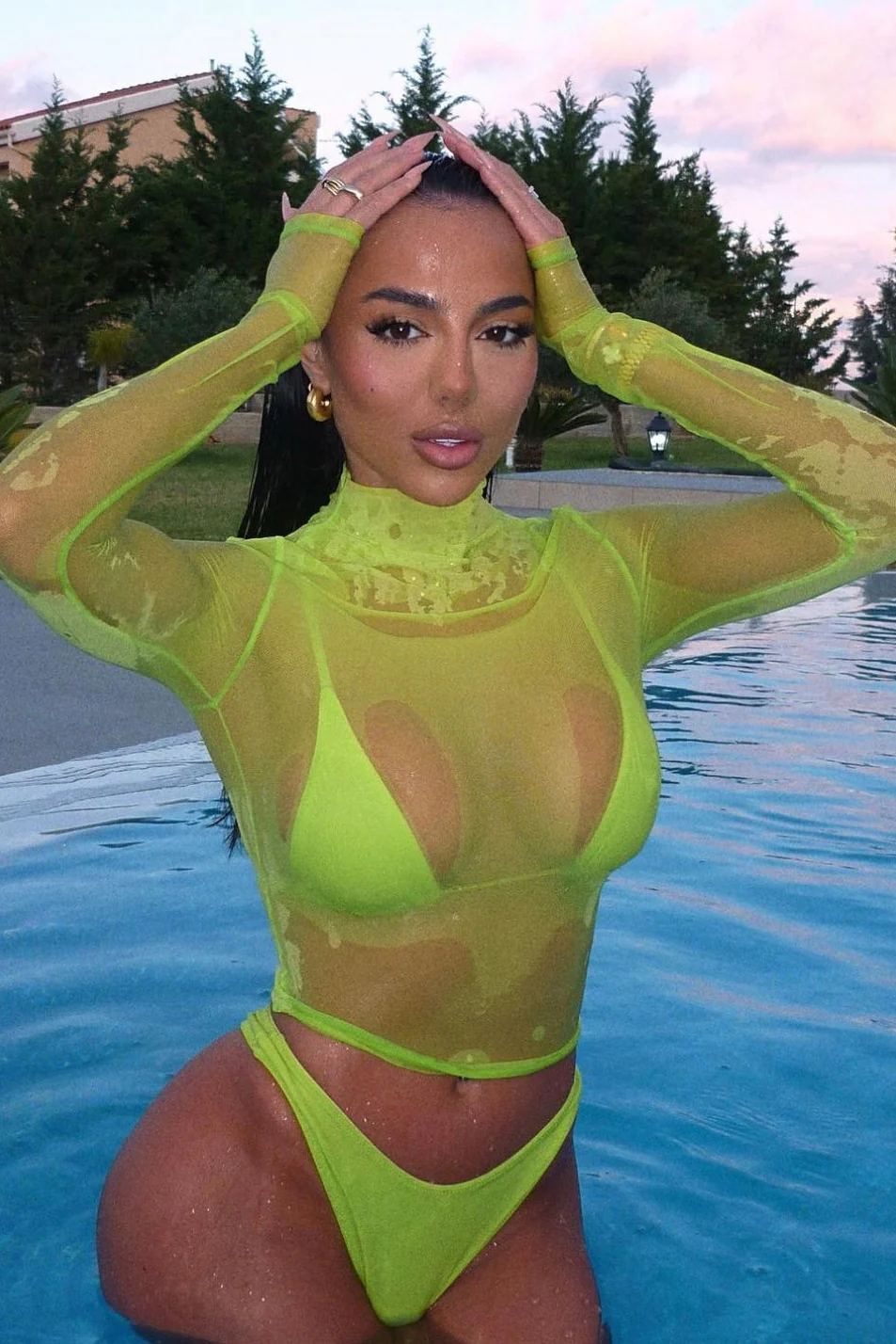 The Mesh Top Bikini Set in Lime - Image 2