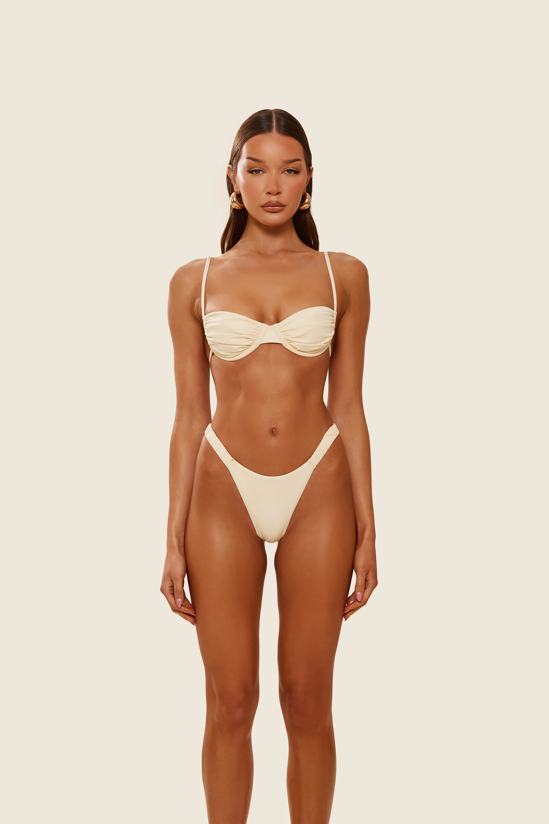 The Ruched Cup Bikini in Cream - Image 4