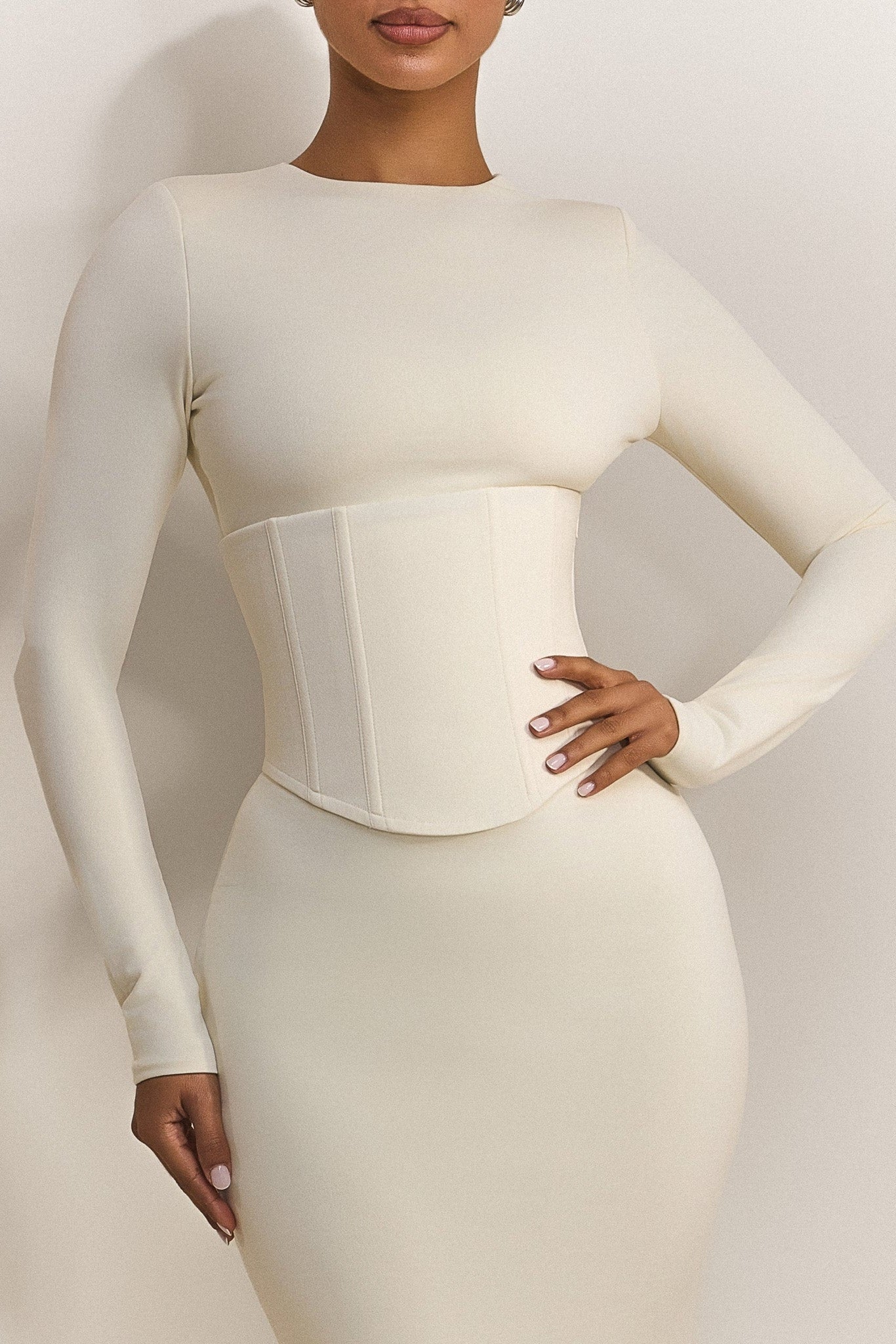 The Long Sleeve Sandra Maxi in Off White - Image 2