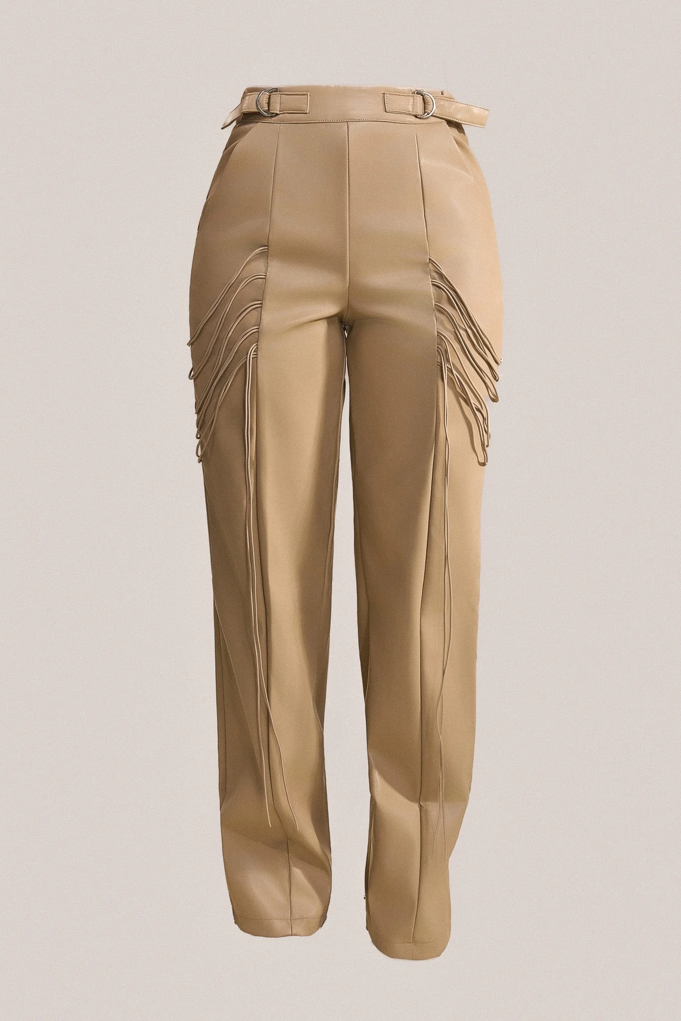 String detail leather trousers - Image 6