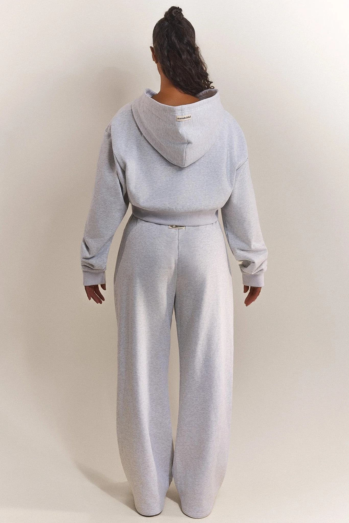 The Basic Crop Zip Hoodie in Grey Marl - Image 4