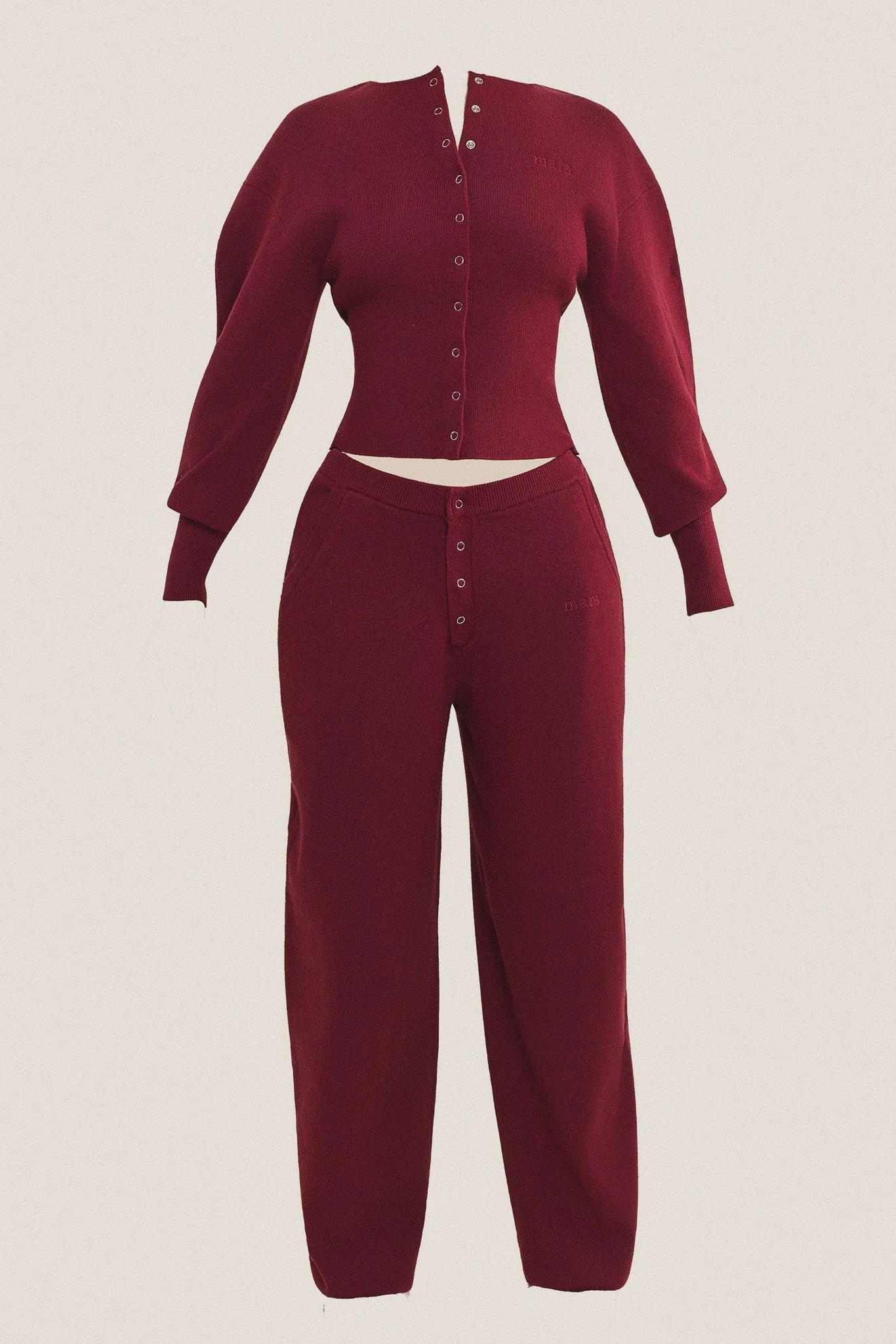 The Knit Button Up Cardigan in Burgundy - Image 6