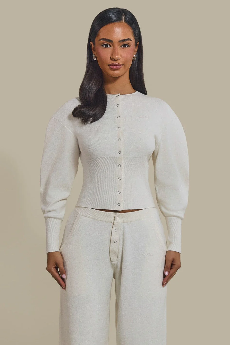 The Knit Button Up Cardigan in Cream