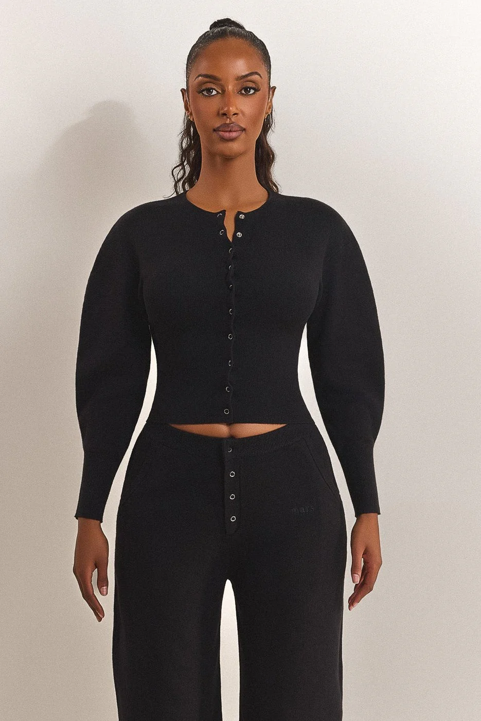 The Knit Button Up Cardigan in Black