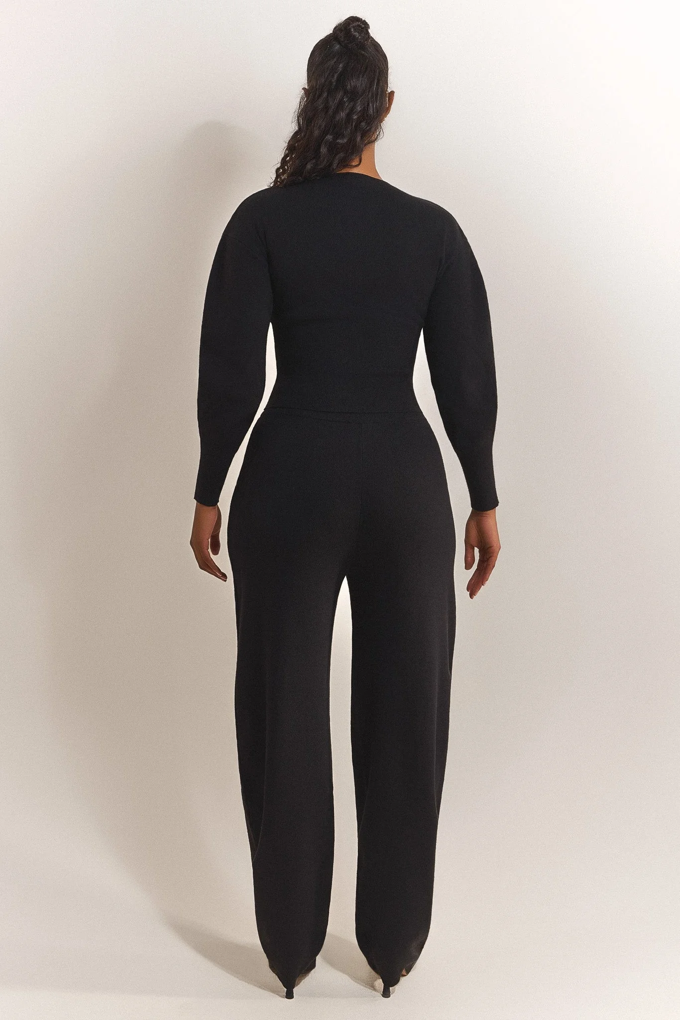 The Knit Button Up Cardigan in Black - Image 4