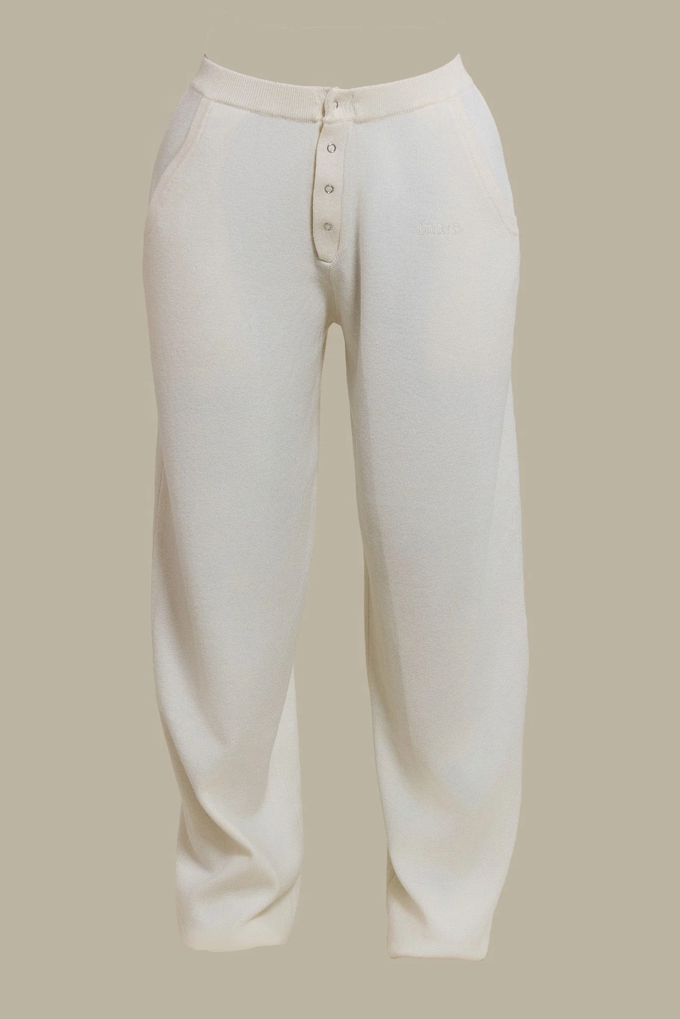 The Knit Button Up Joggers in Cream - Image 5