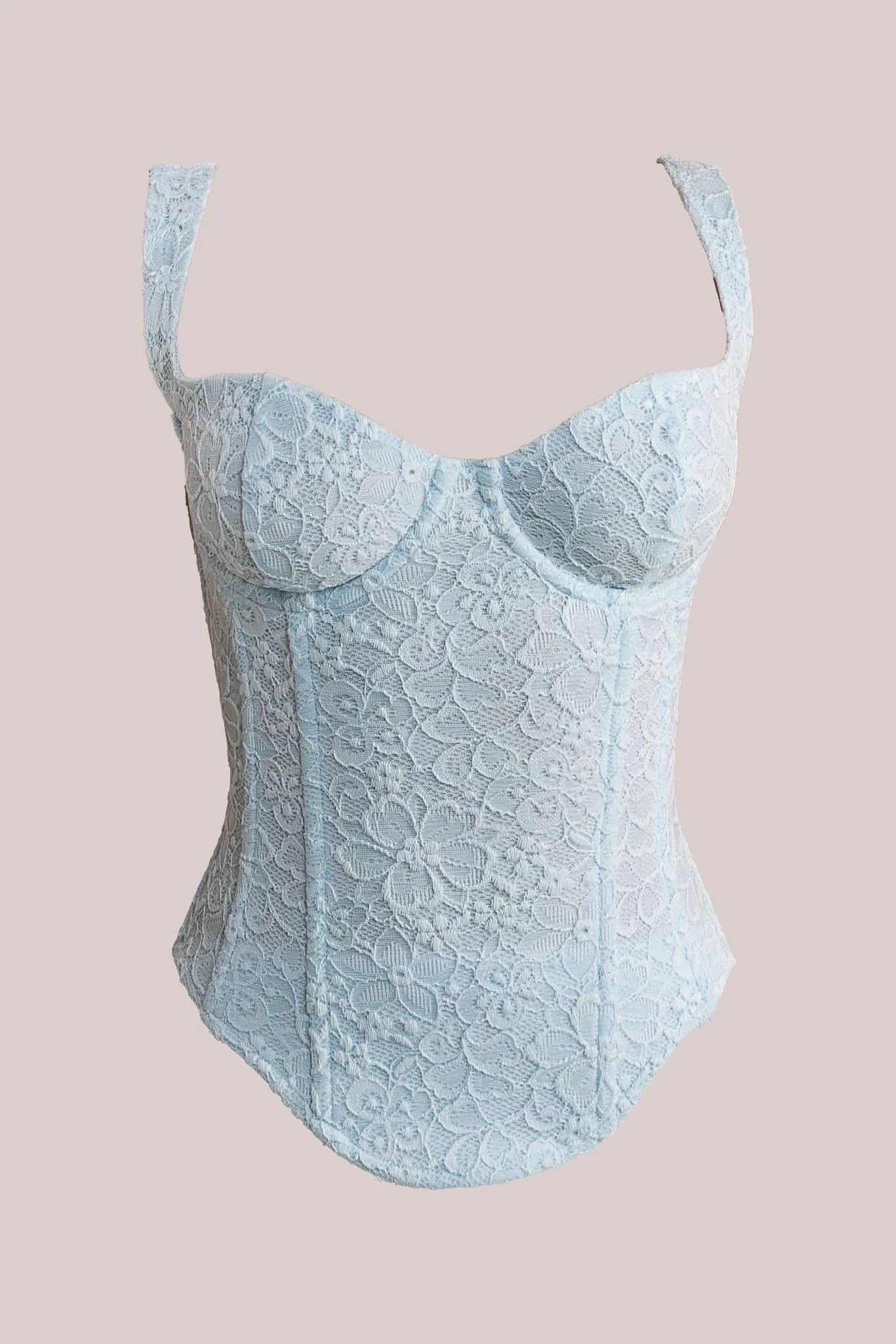 The Cinched Lace Corset Maxi Set in Blue - Image 21