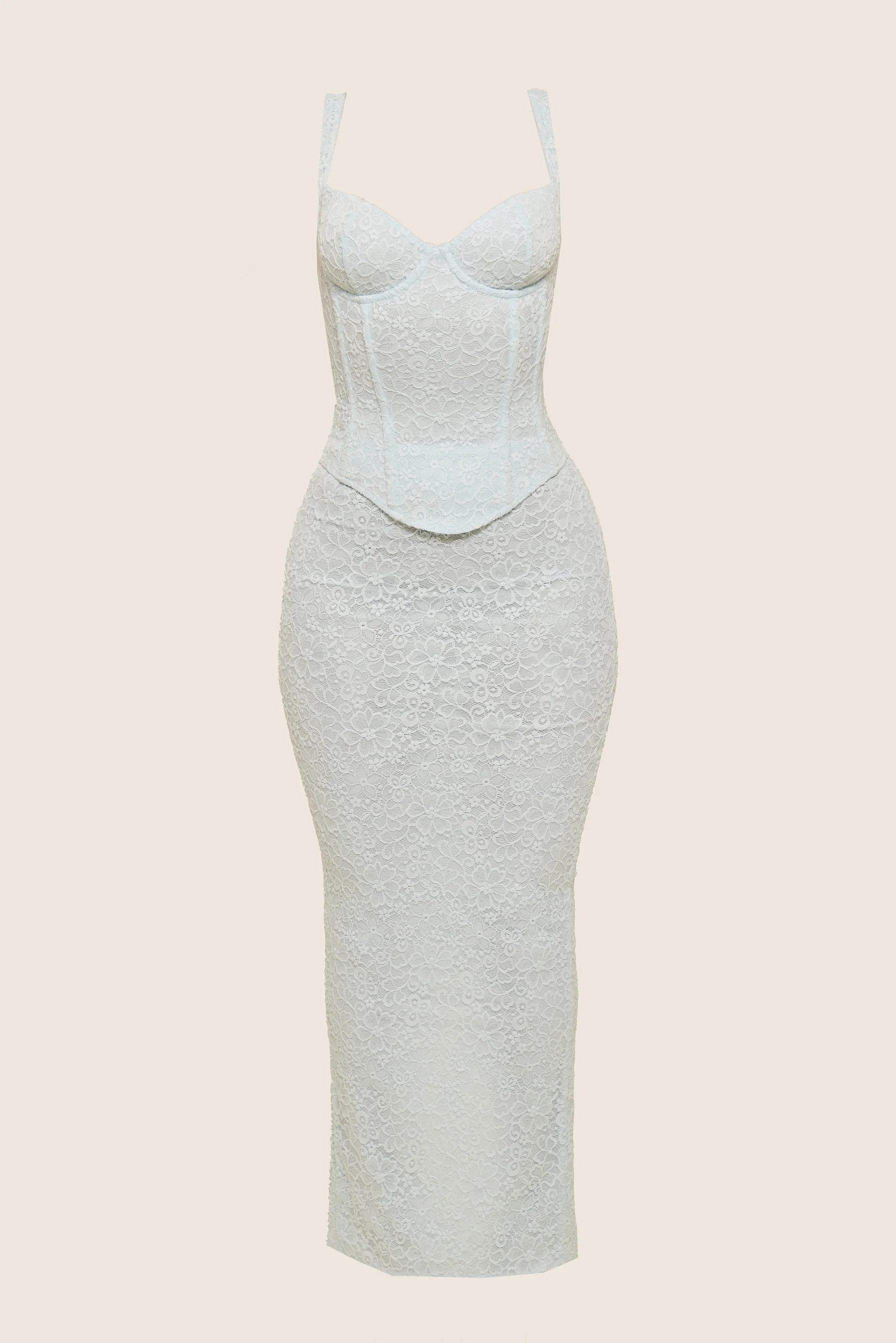 The Cinched Lace Corset Maxi Set in Blue - Image 28
