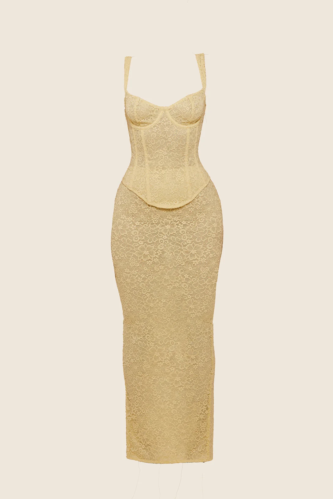 The Cinched Lace Corset Maxi Set in Yellow - Image 21