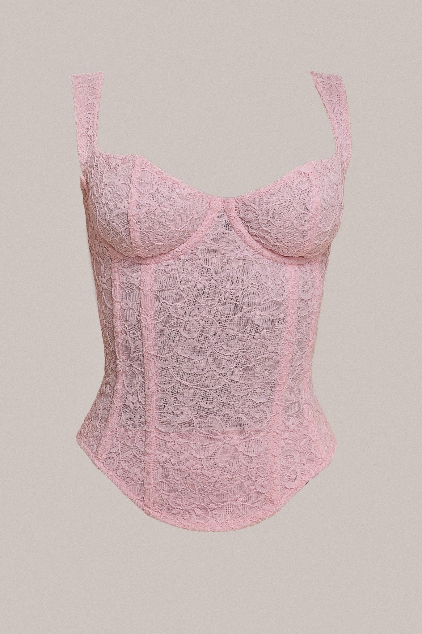 The Cinched Lace Corset Mini Set in Baby Pink - Image 13