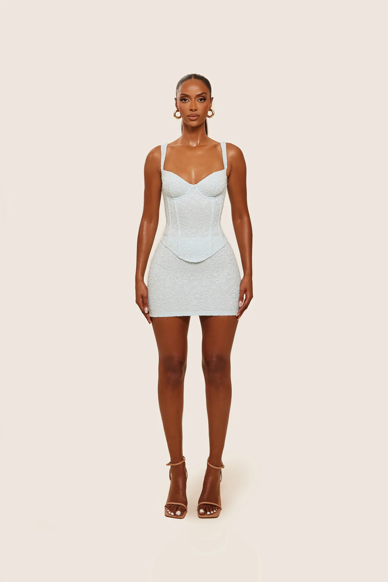 The Cinched Lace Corset Mini Set in Blue - Image 9