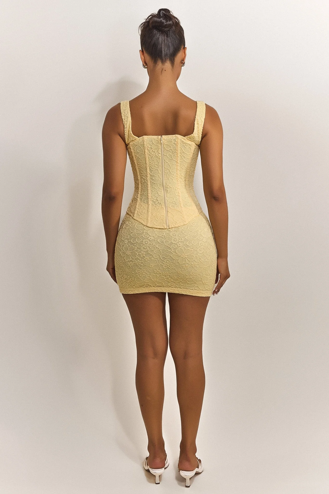 The Cinched Lace Corset Mini Set in Yellow - Image 14