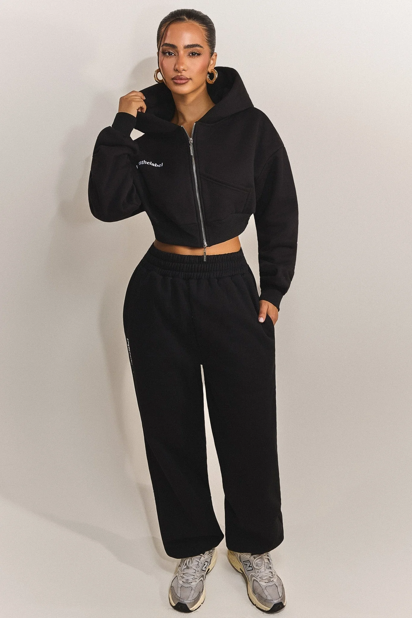 The Classics Cropped Zip Hoodie in Black