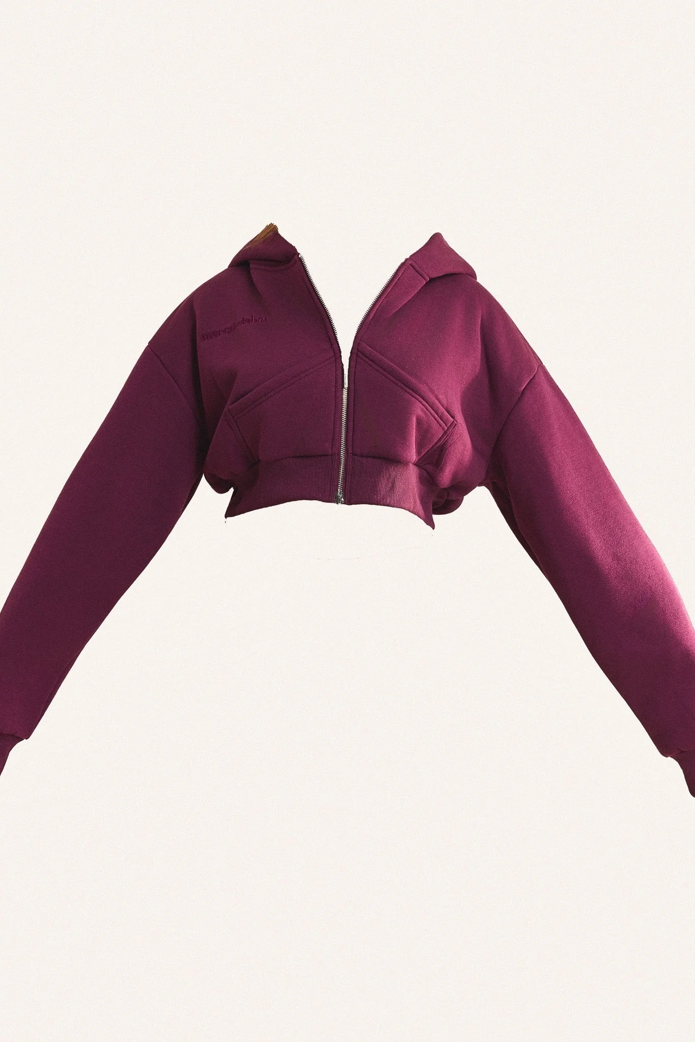 The Classics Cropped Zip Hoodie in Plum - Image 6
