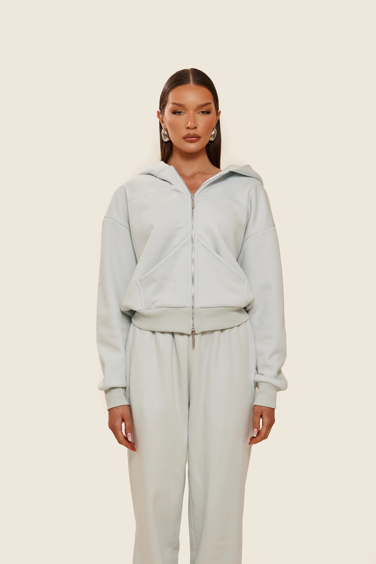 The Classics Longline Zip Jacket in Baby Blue - Image 8