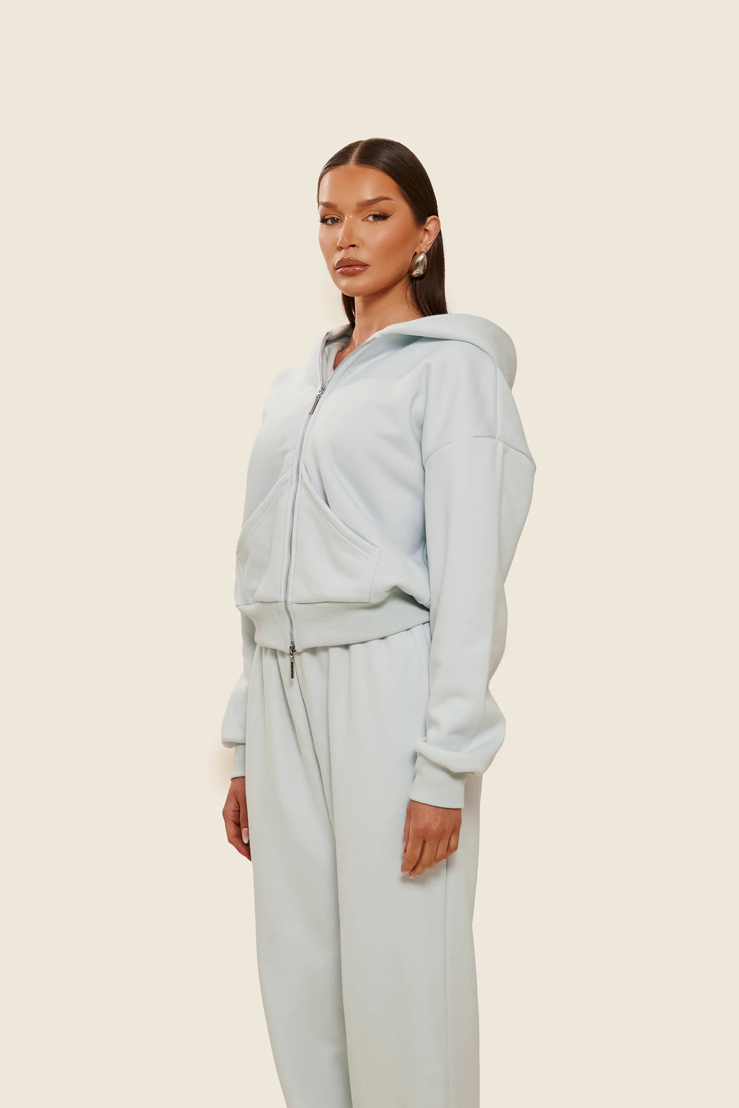 The Classics Longline Zip Jacket in Baby Blue - Image 9