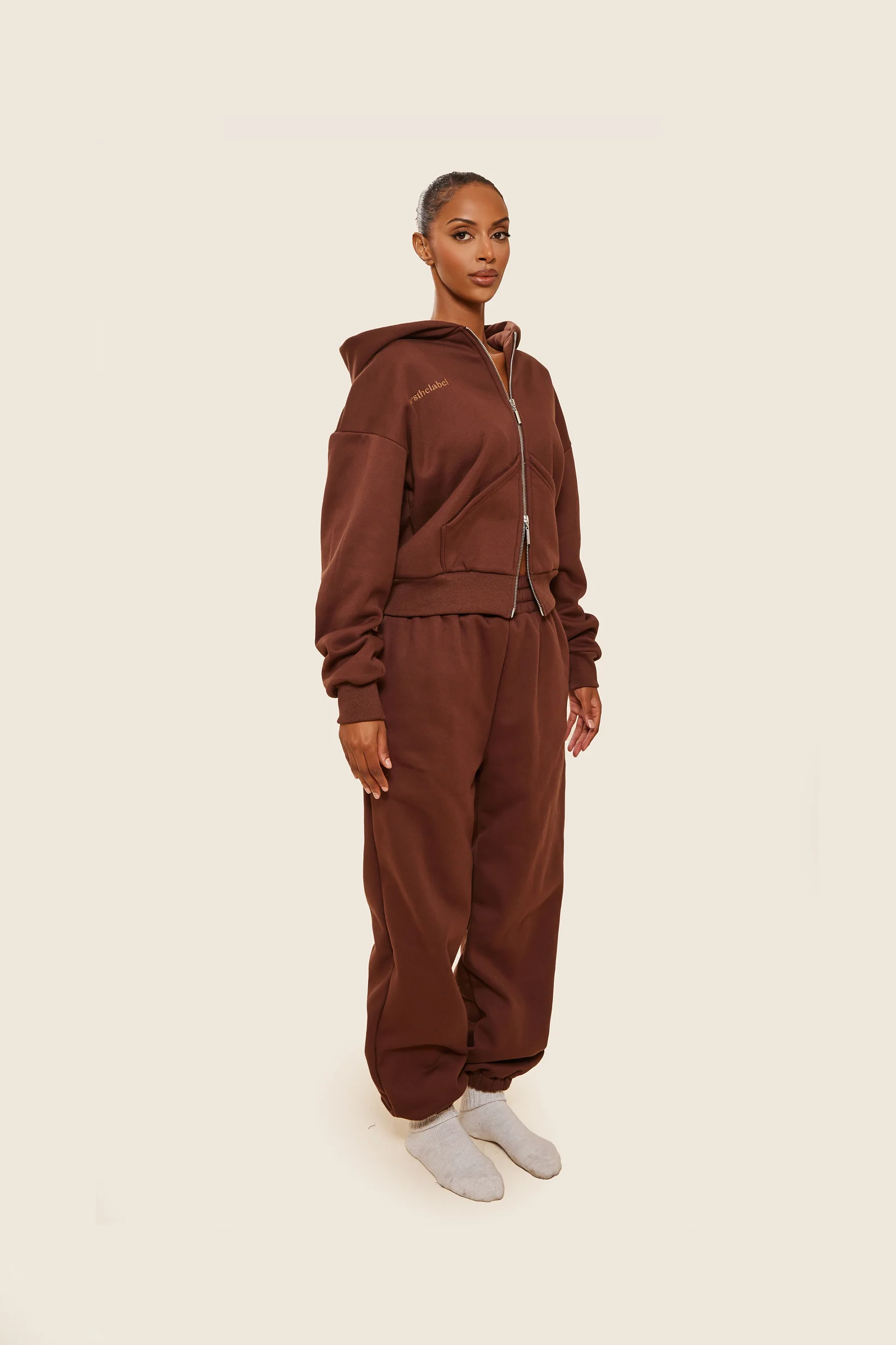 The Classics Longline Zip Jacket in Brown - Image 10