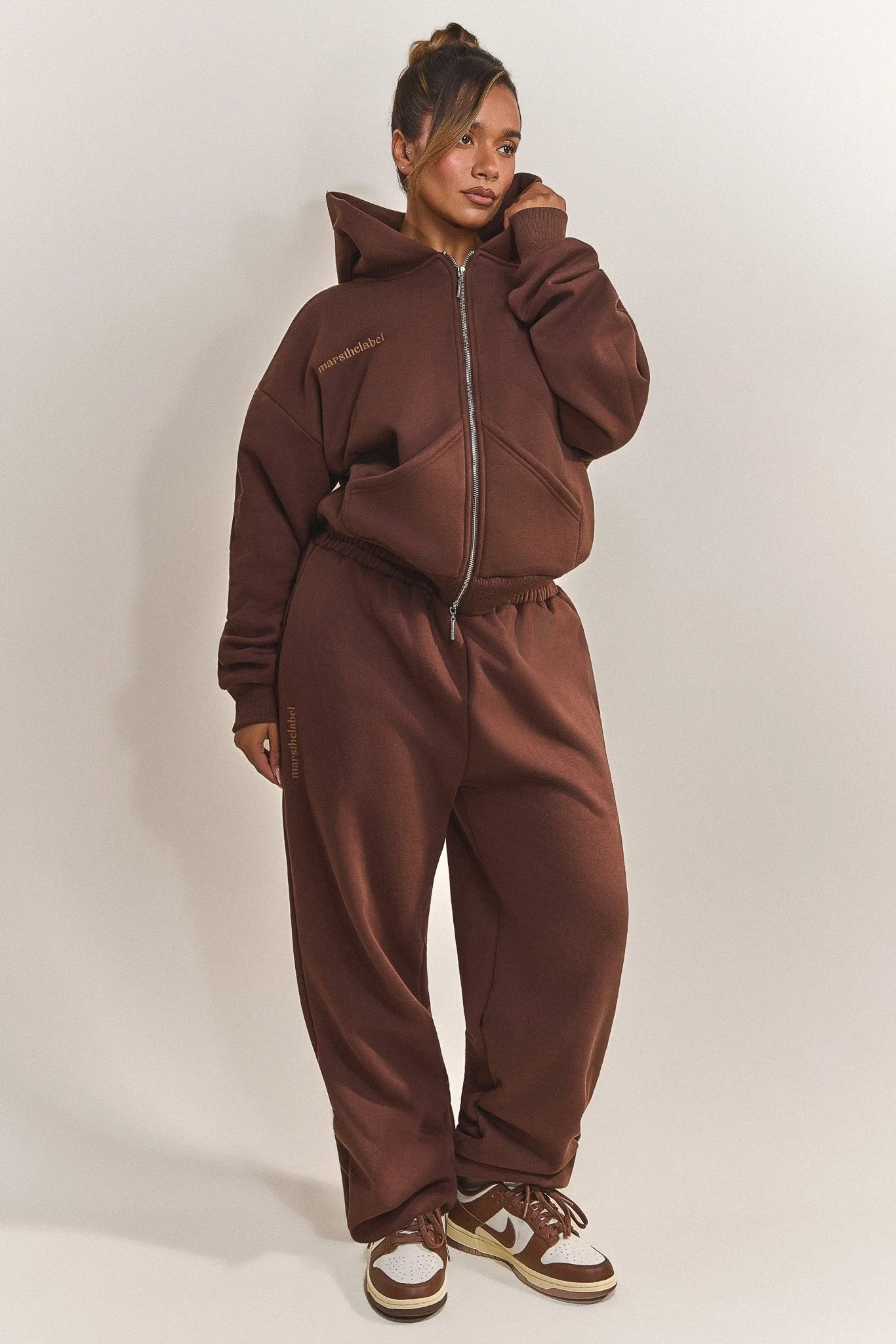 The Classics Longline Zip Jacket in Brown - Image 5