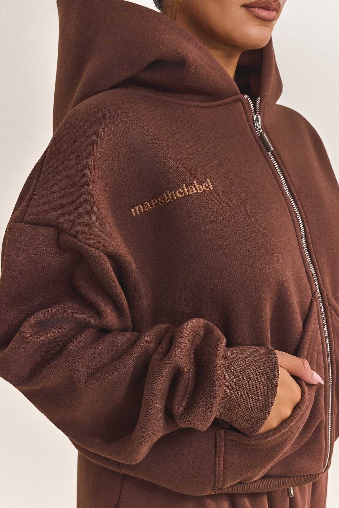 The Classics Longline Zip Jacket in Brown - Image 6