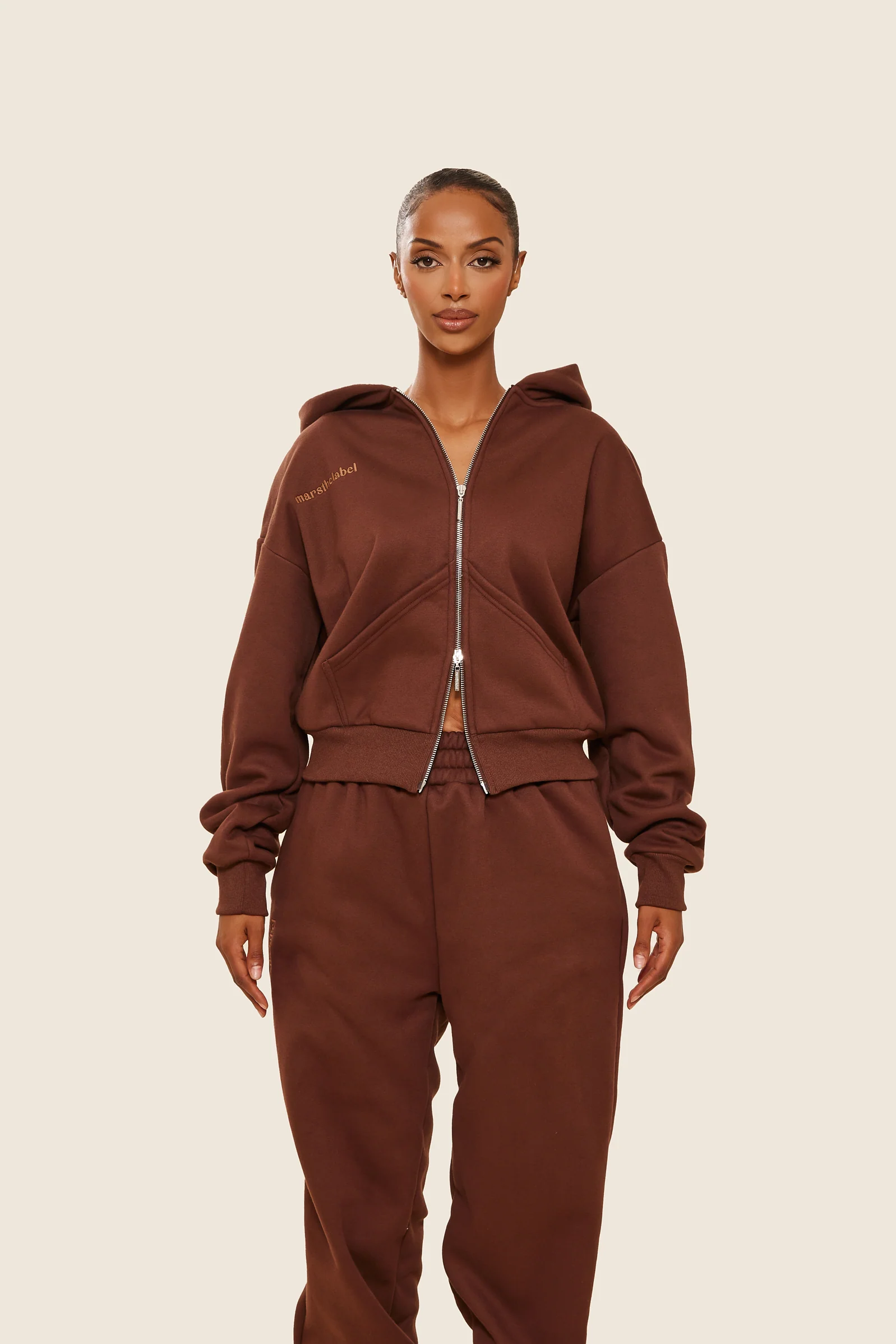 The Classics Longline Zip Jacket in Brown - Image 8