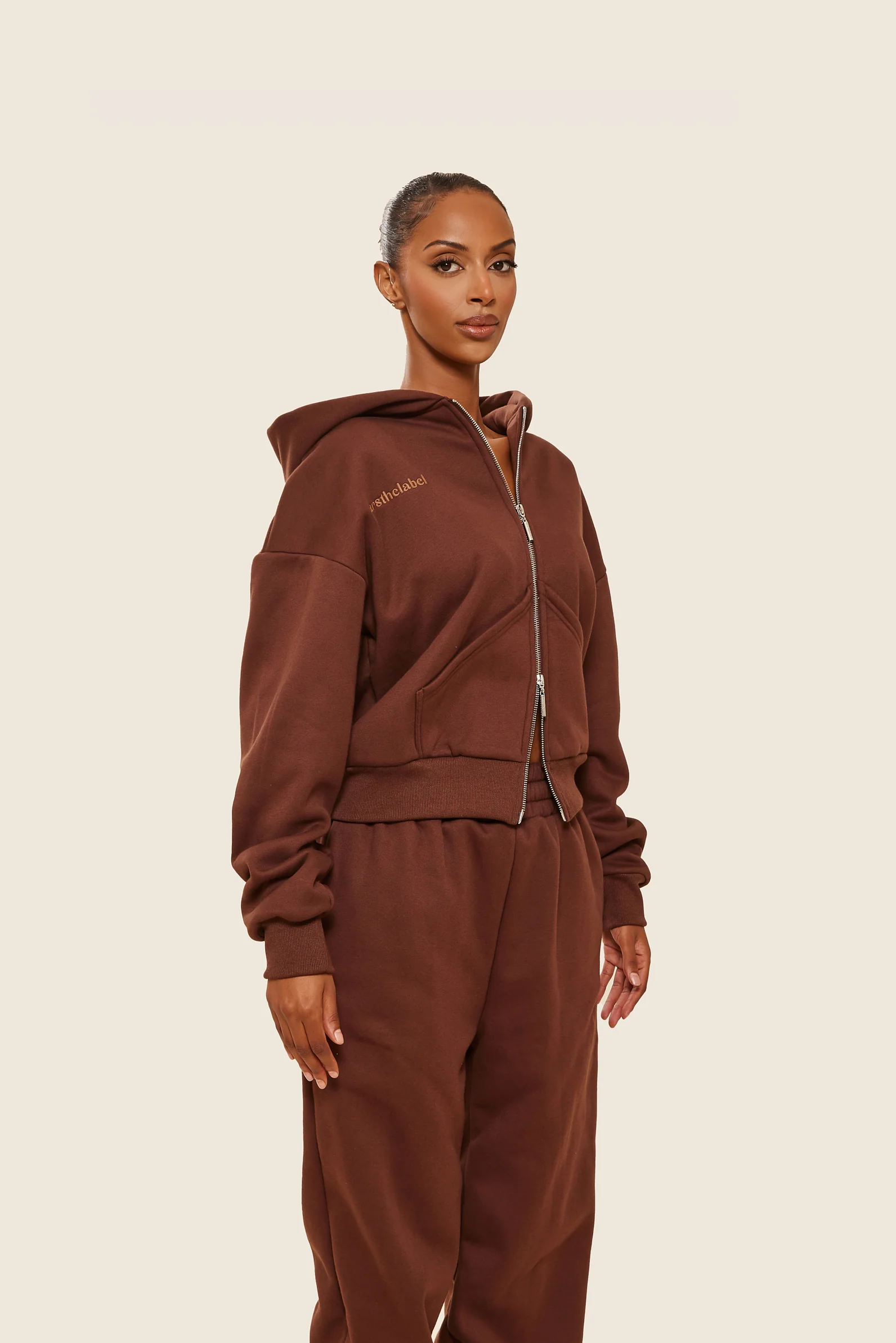The Classics Longline Zip Jacket in Brown - Image 9