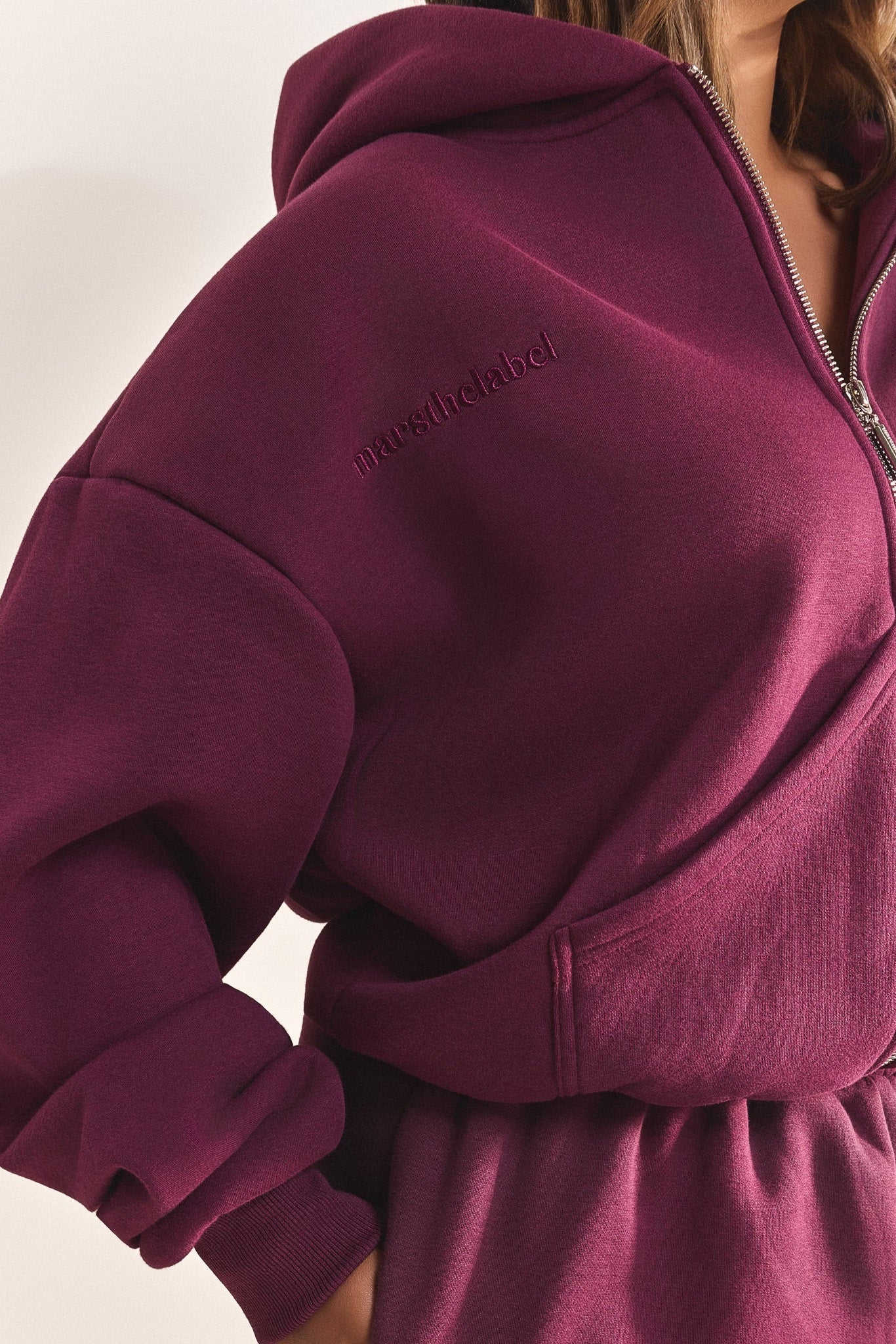 The Classics Longline Zip Jacket in Plum - Image 3