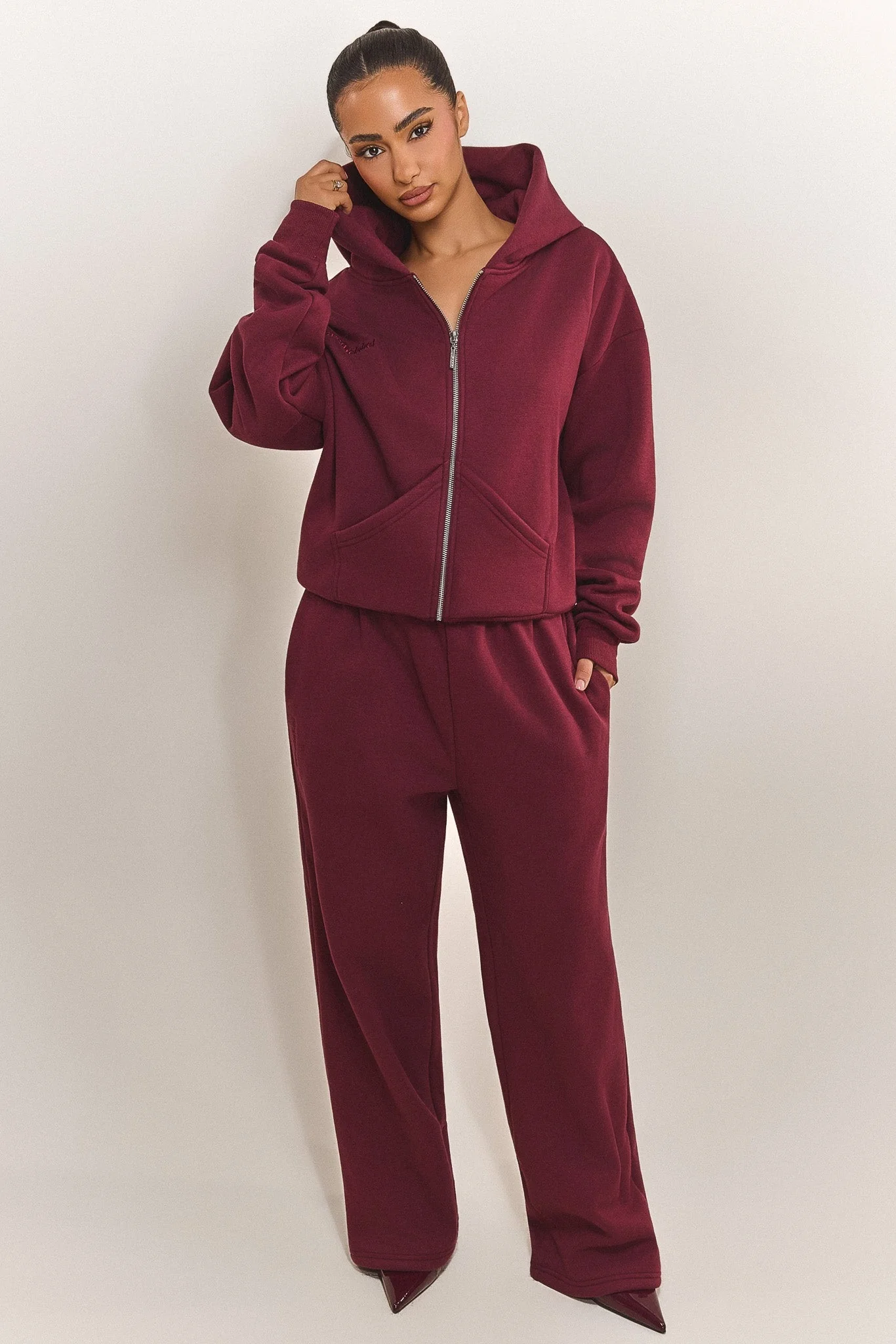 The Classics Longline Zip Jacket in Wine