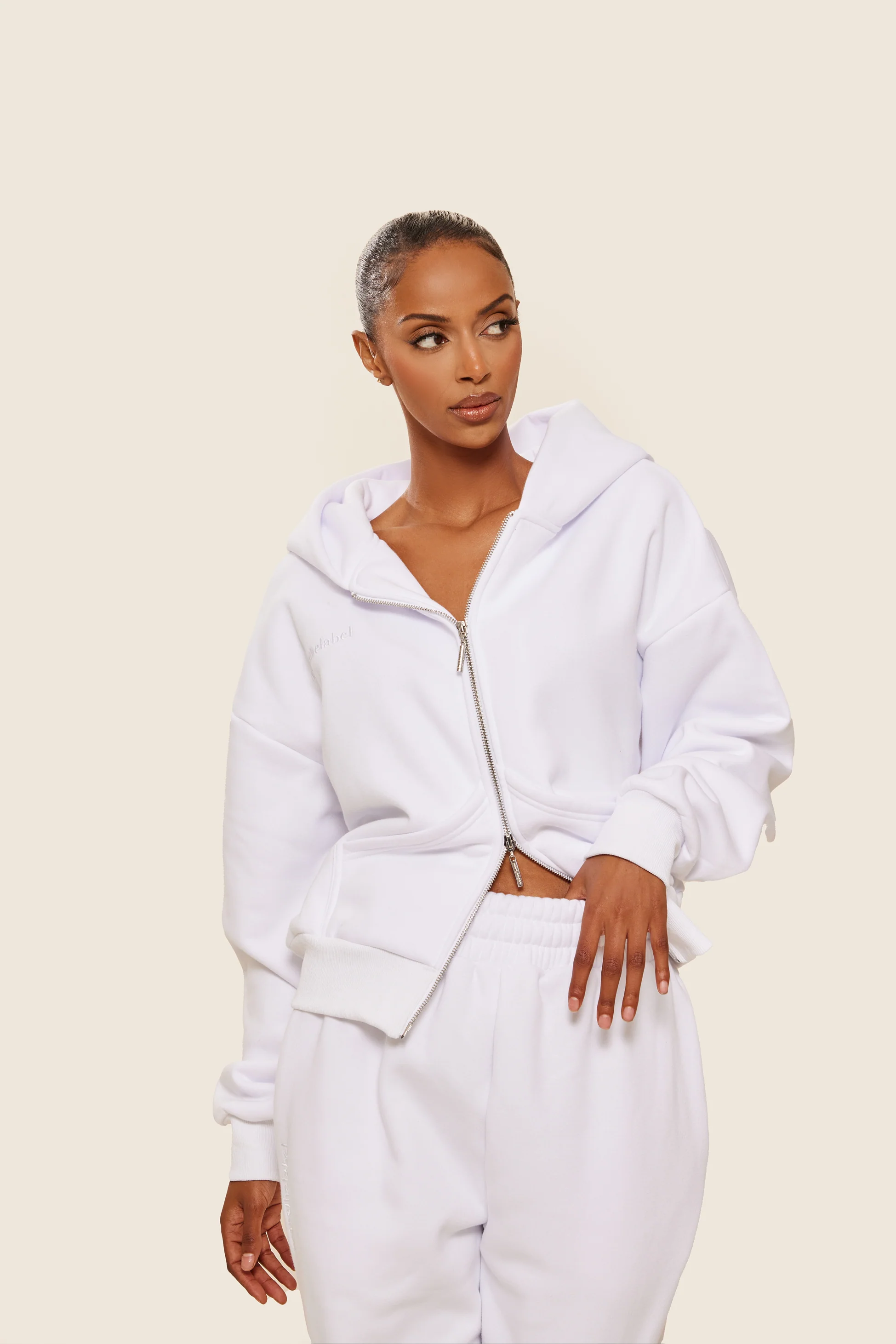 The Classics Longline Zip Jacket in White - Image 5