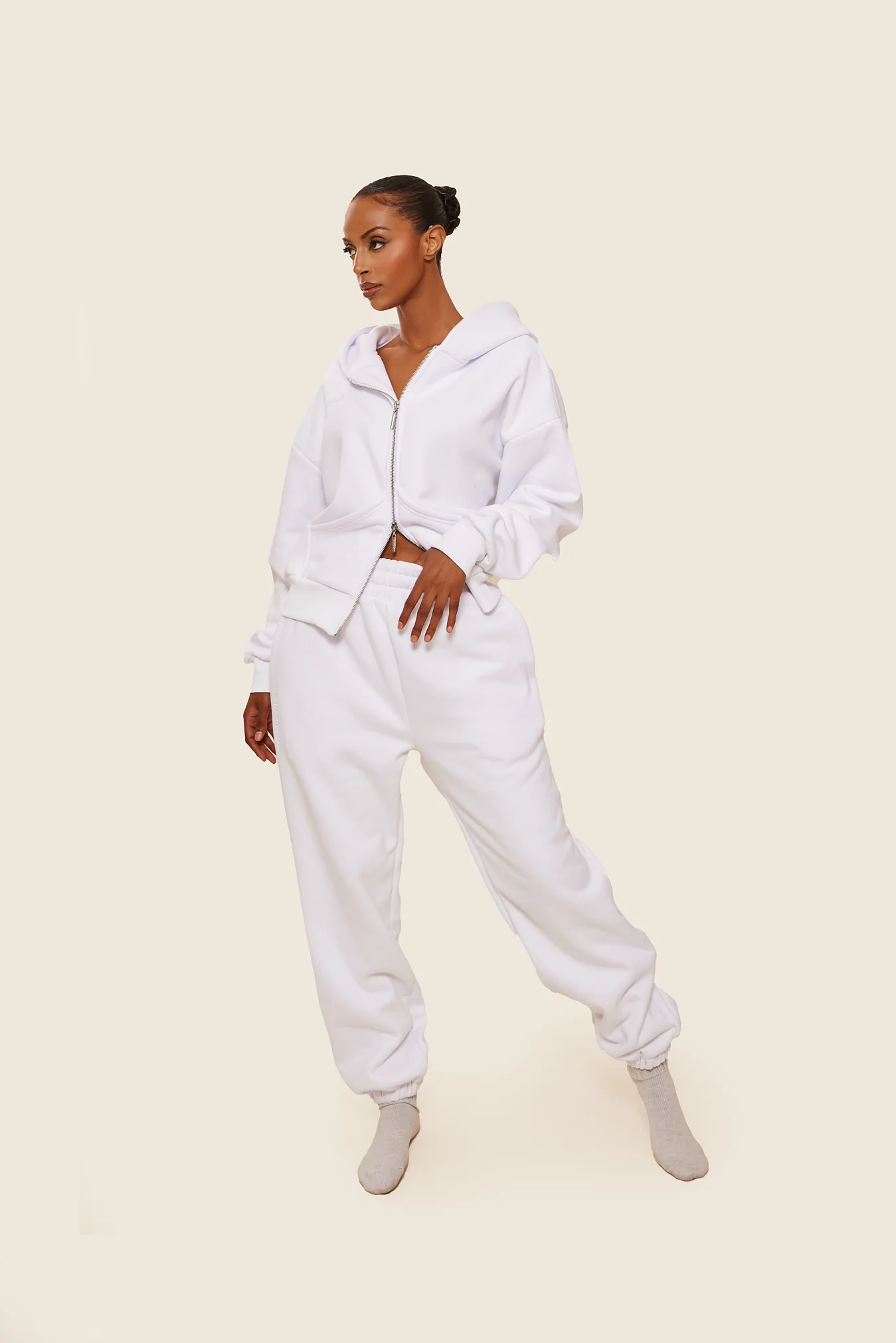 The Classics Longline Zip Jacket in White - Image 6