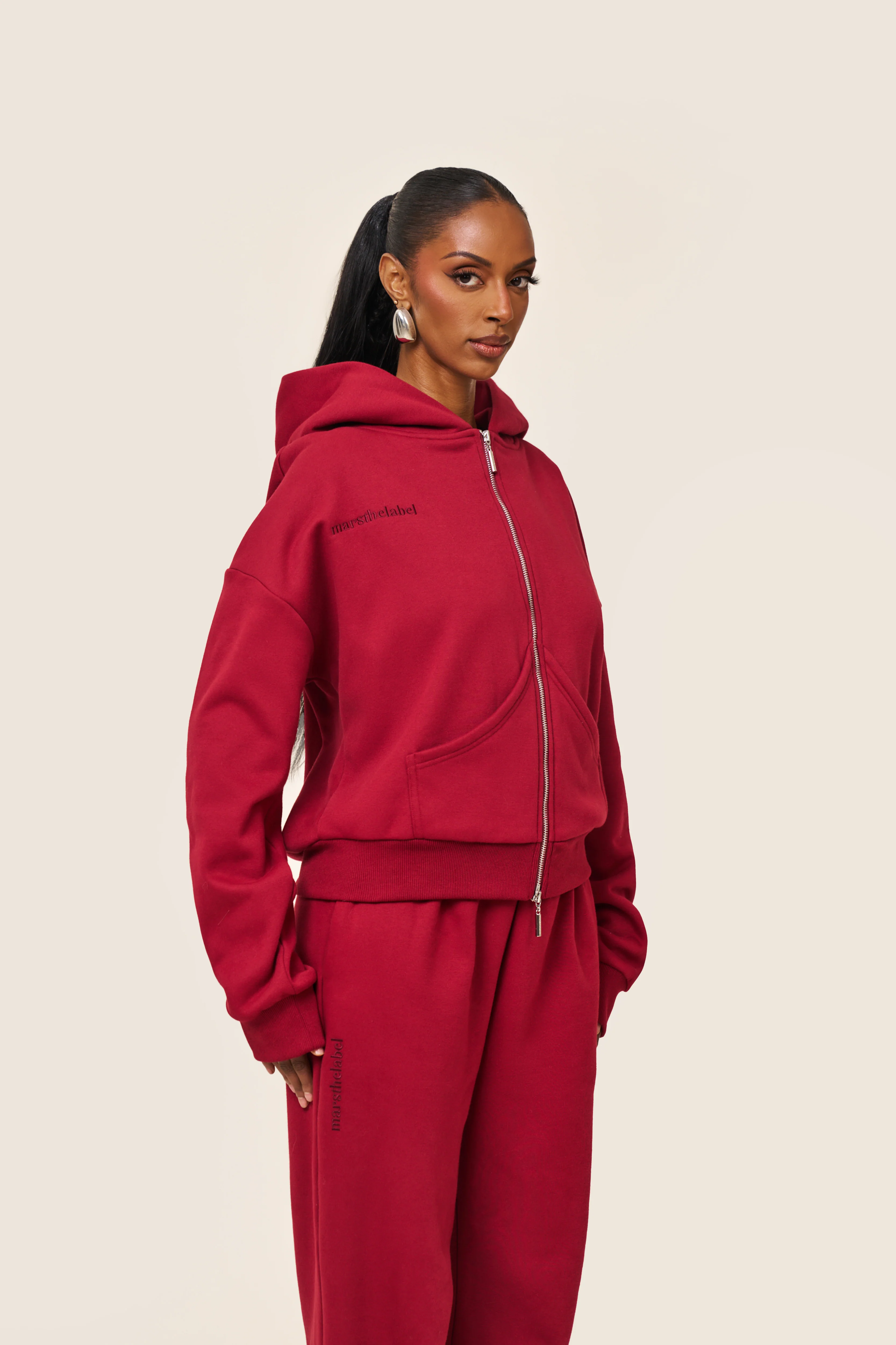 The Classics Longline Zip Jacket in Red - Image 2