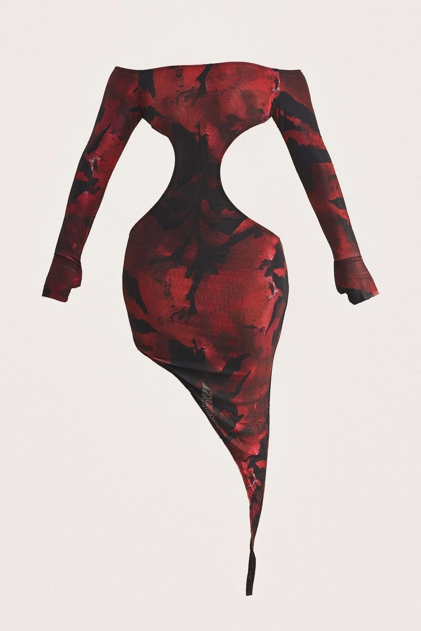 The Asymmetric Cut Out Mini in Red Print - Image 6