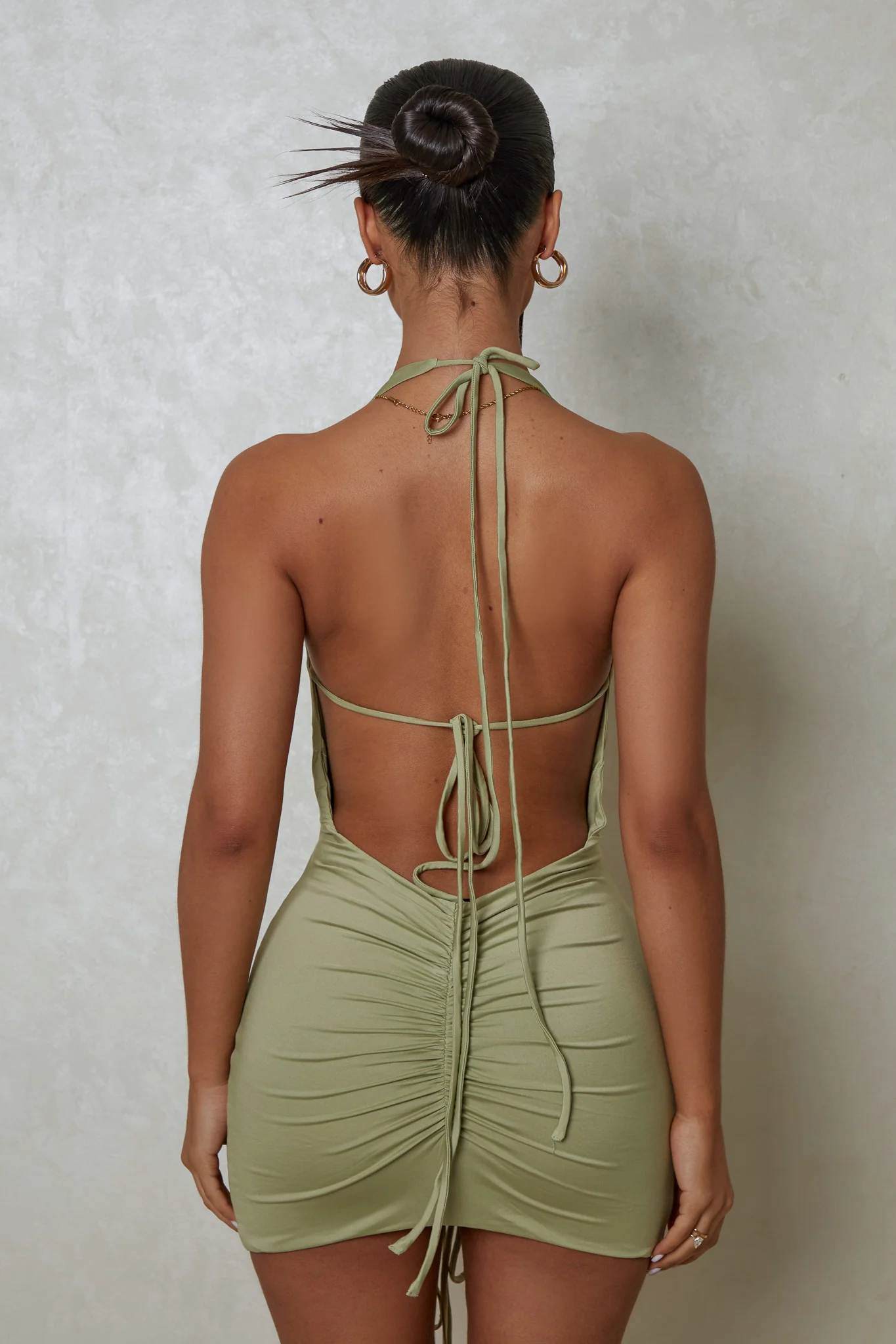 The Deep Cowl Ruche Mini in Green - Image 2