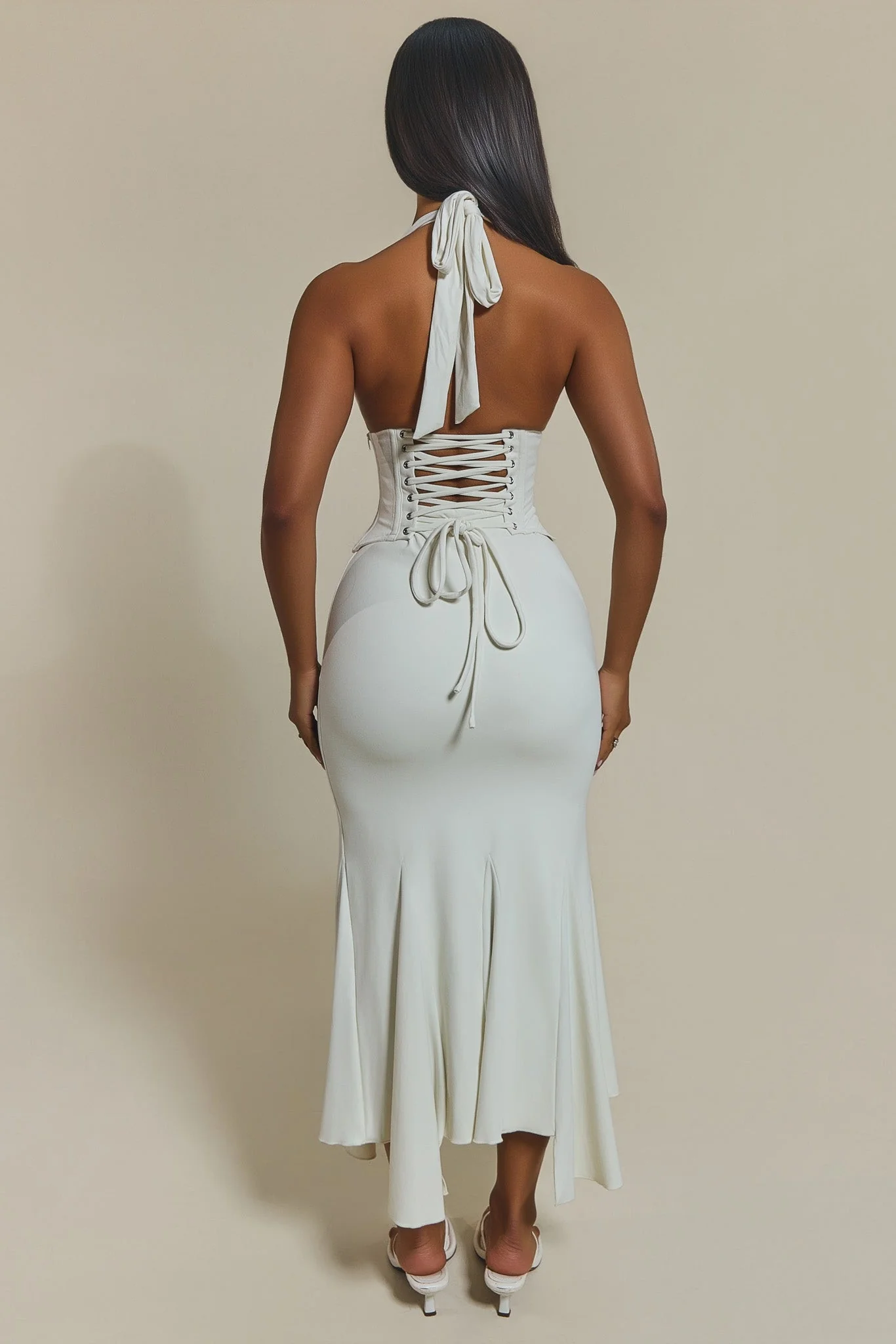 The Gisele Corset Maxi Dress in White - Image 4
