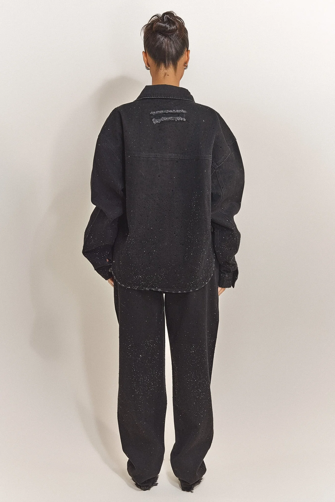 The Kai Rhinestone Shirt in Black - Image 4