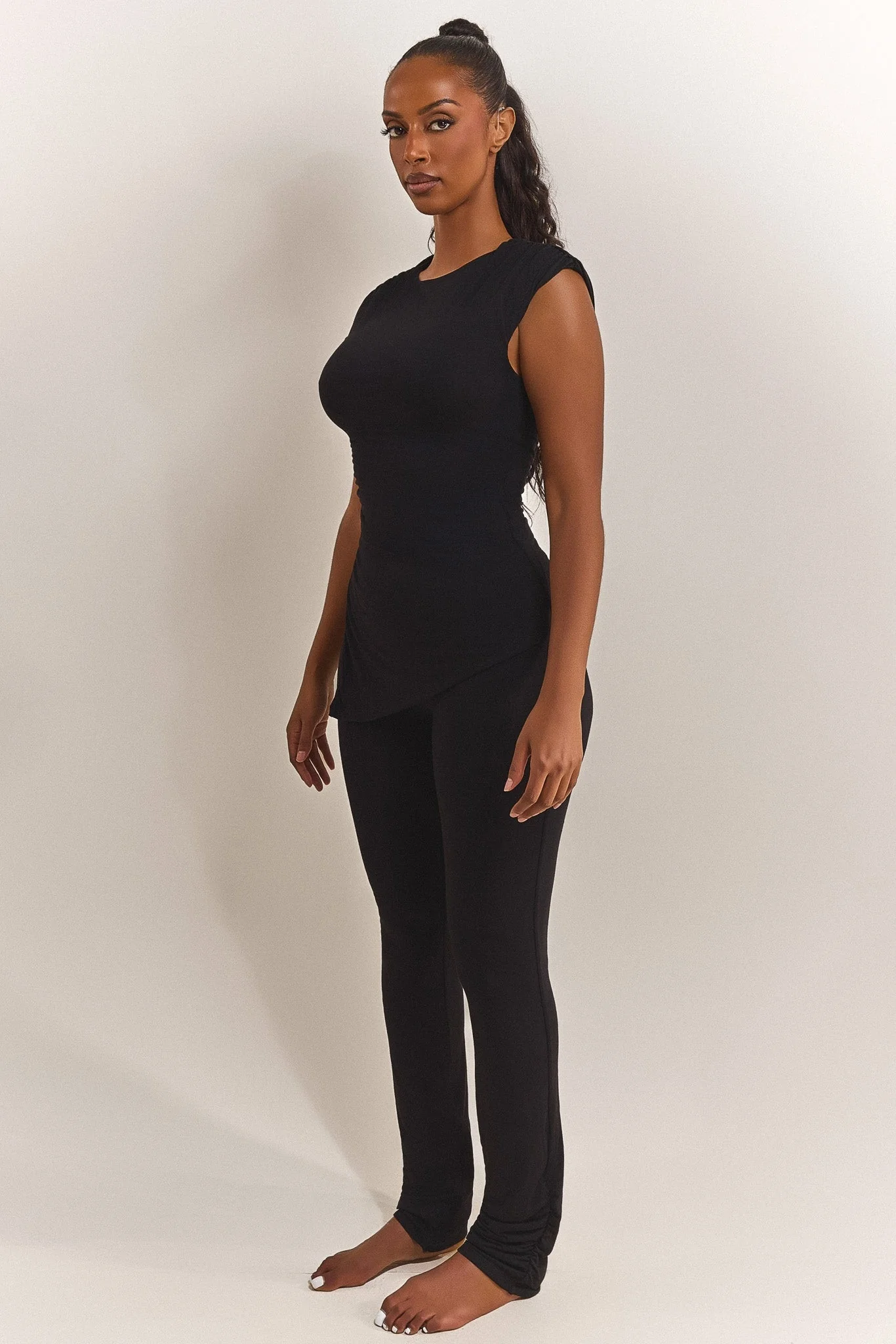 The Drape Ruche Top in Black - Image 3