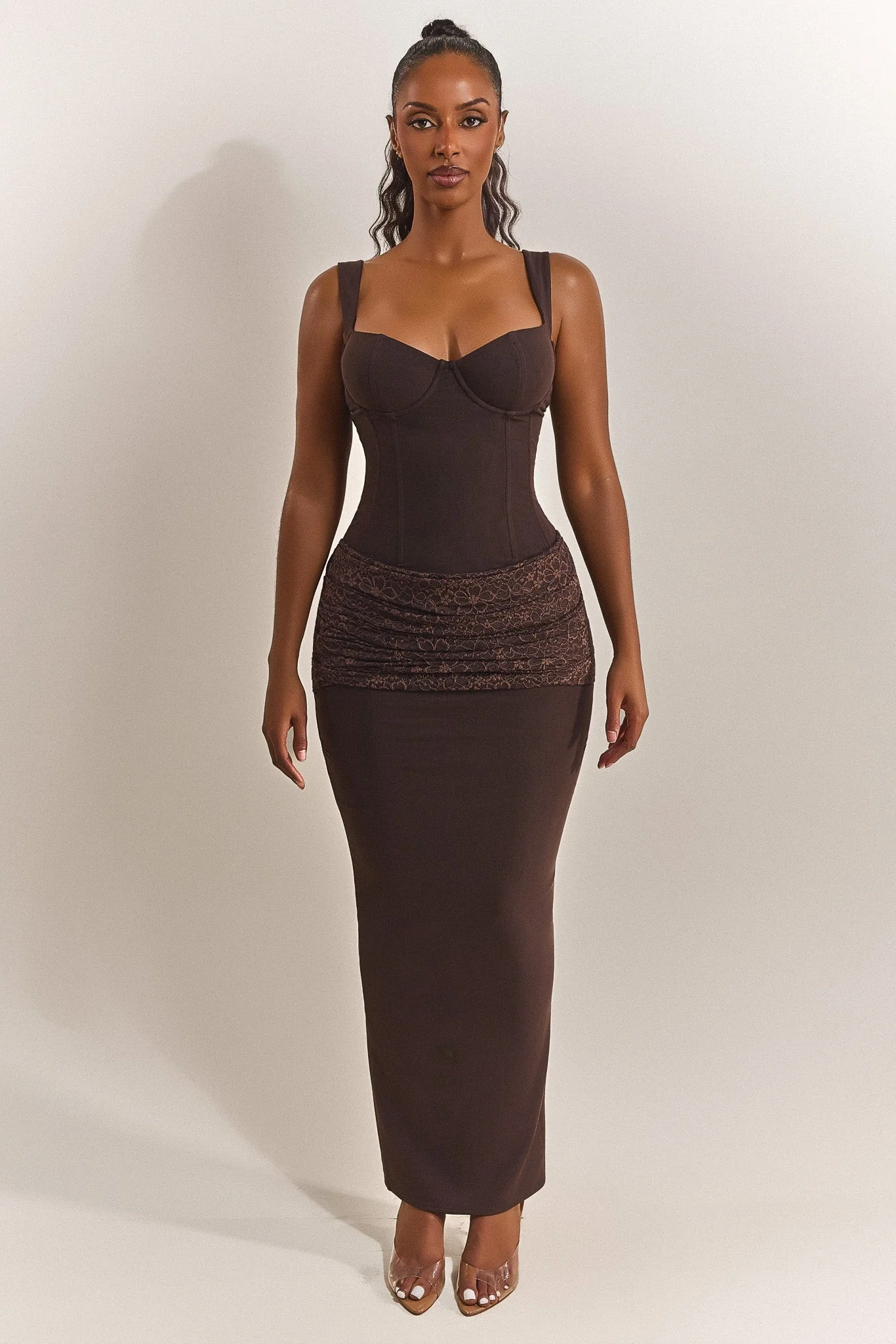 The Elodie Maxi Dress in Brown