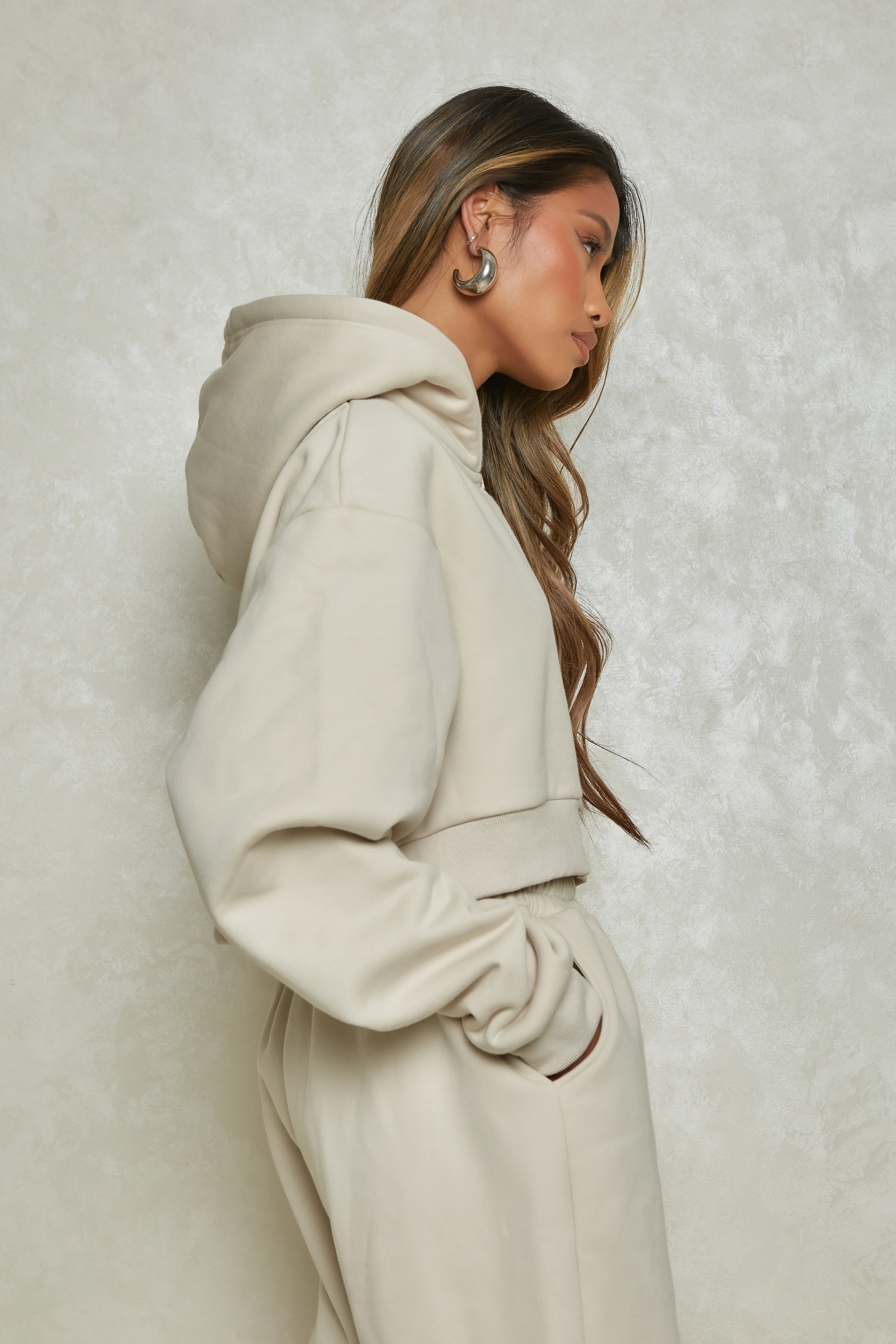 The Essentials Cropped Jacket in Stone - Image 2