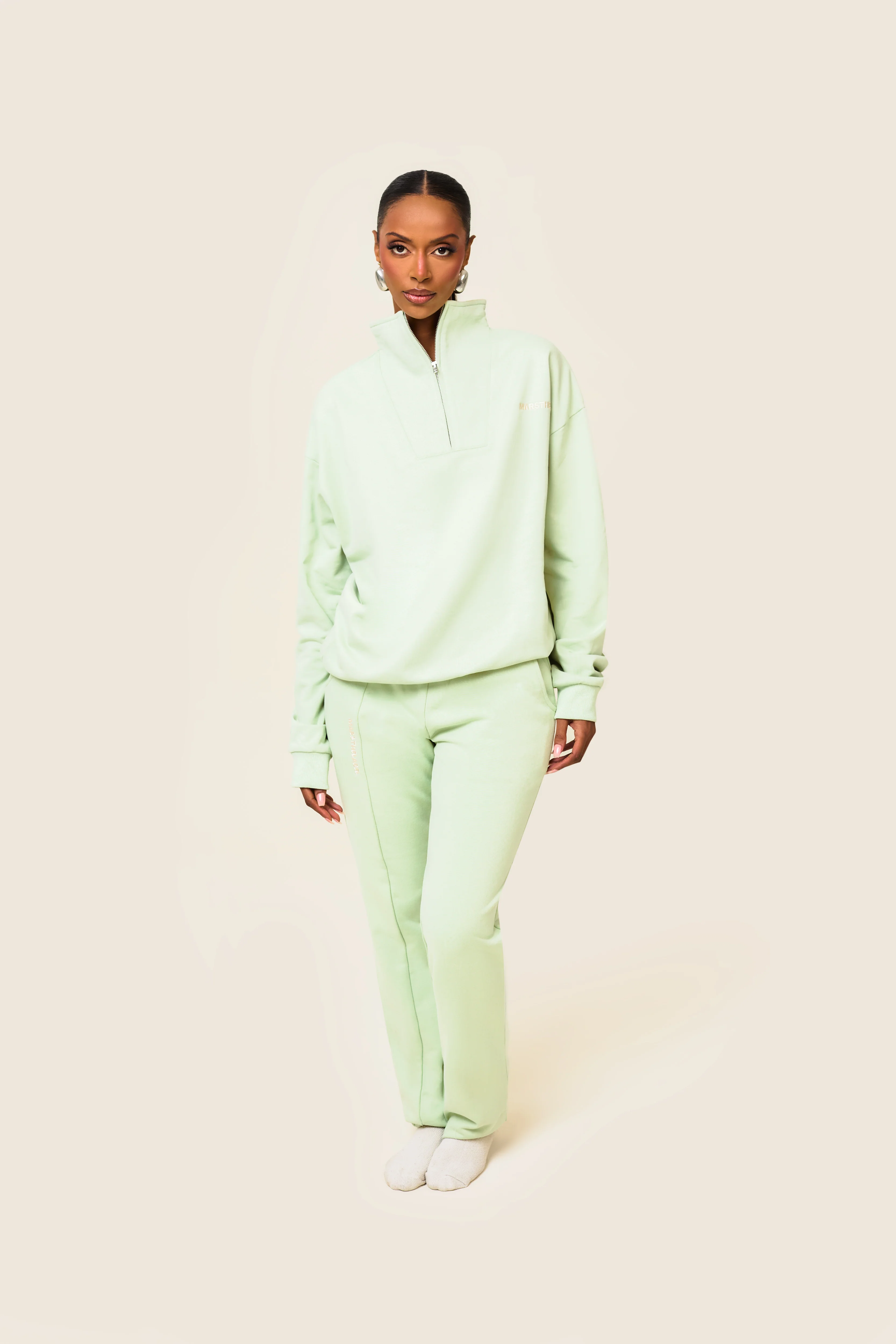 The Essentials Quarter Zip in Sage - Image 5